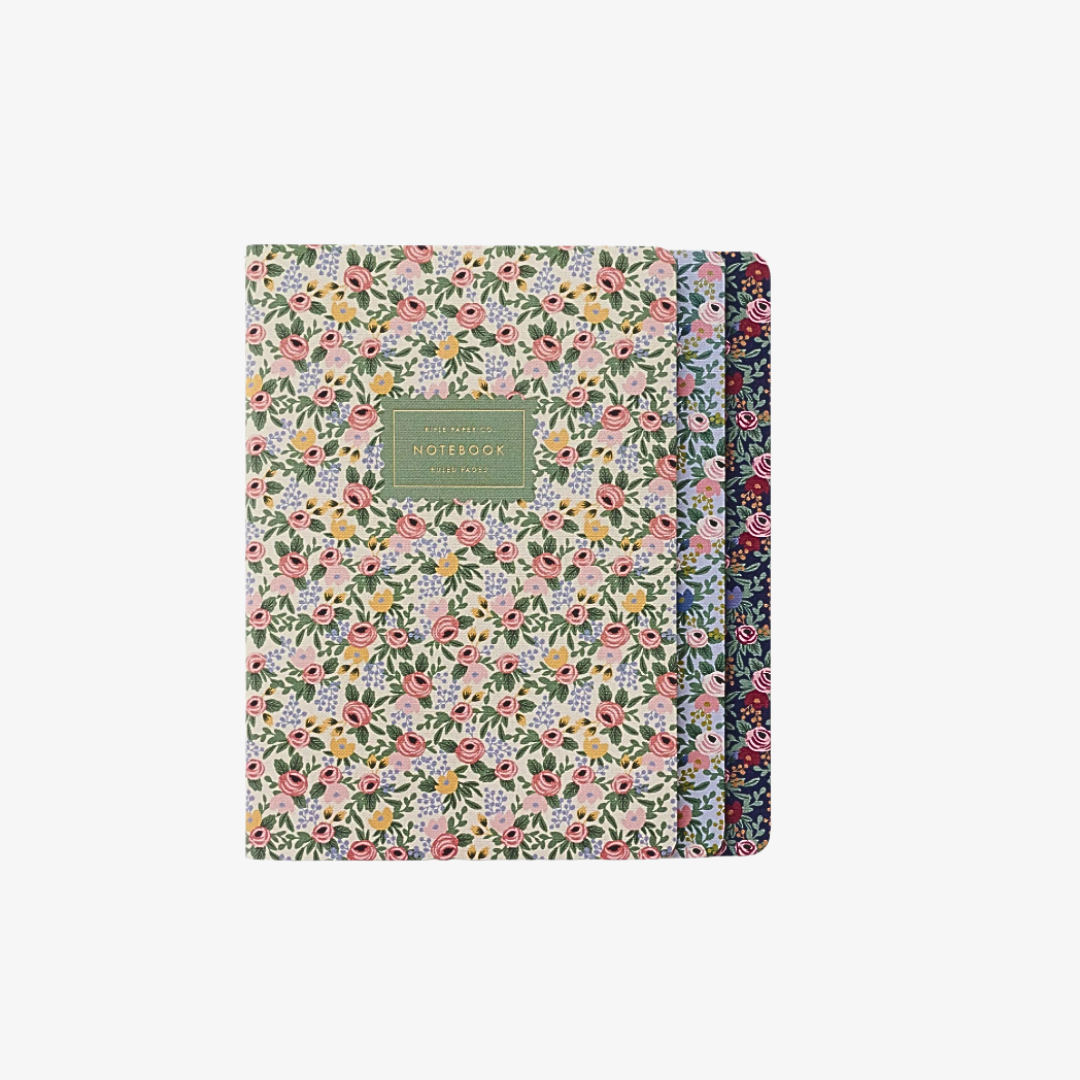 Trio cahiers Rosa fleurs papeterie Rifle Paper notebook