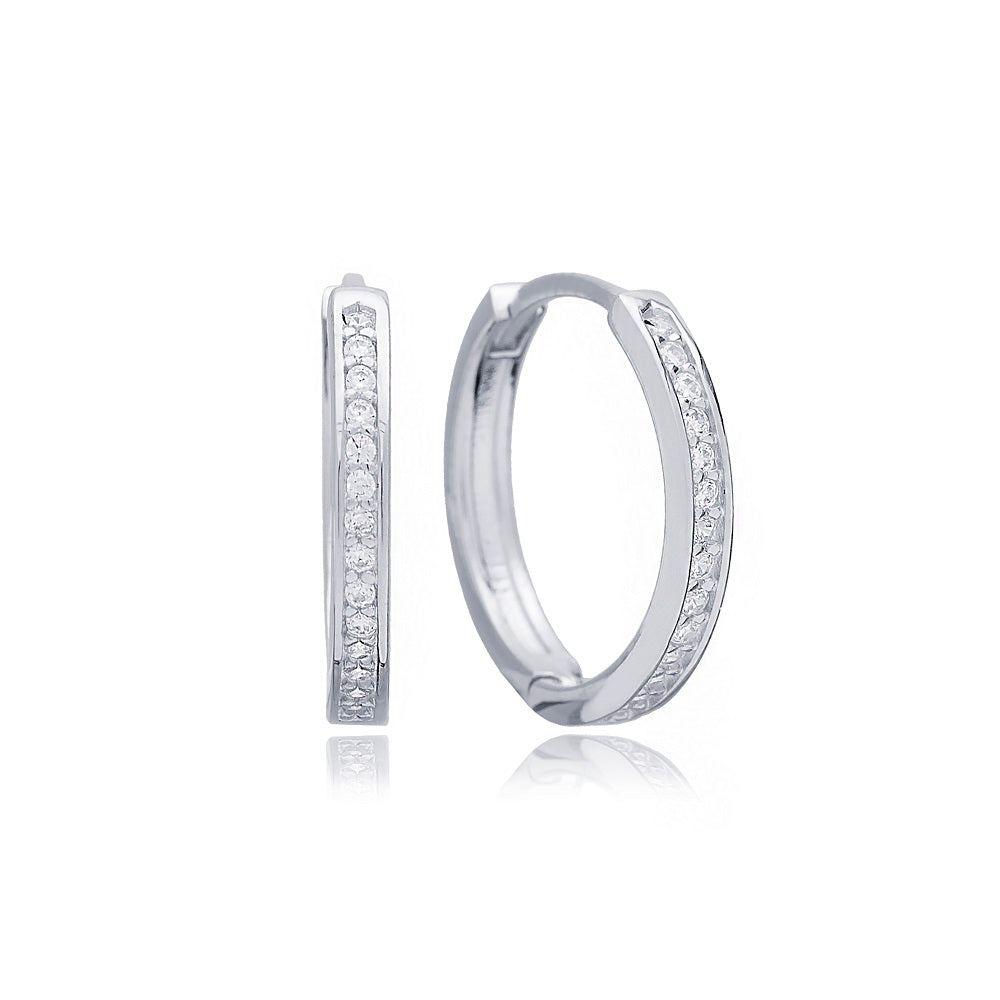 Anneaux zircon pavé 18 mm argent Sterling