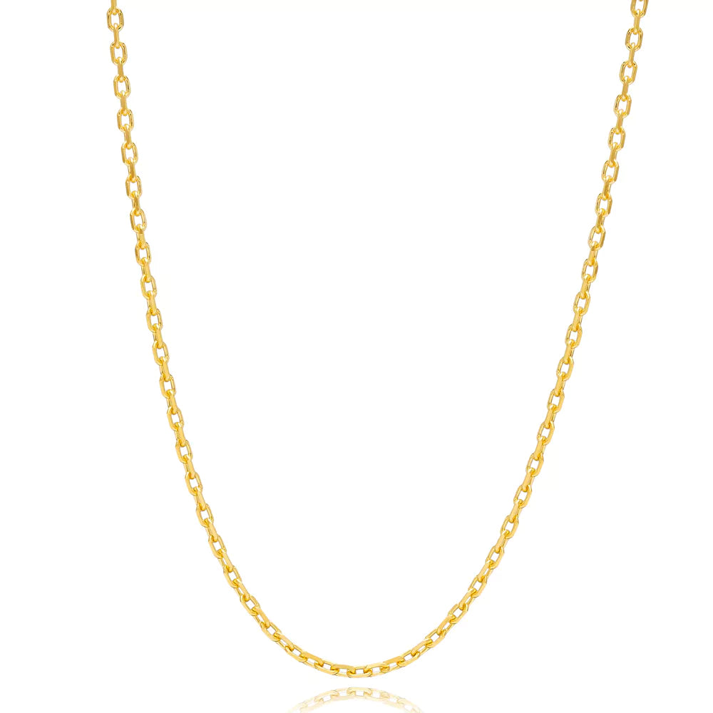 Chaine basique maille fine argent Sterling placage or