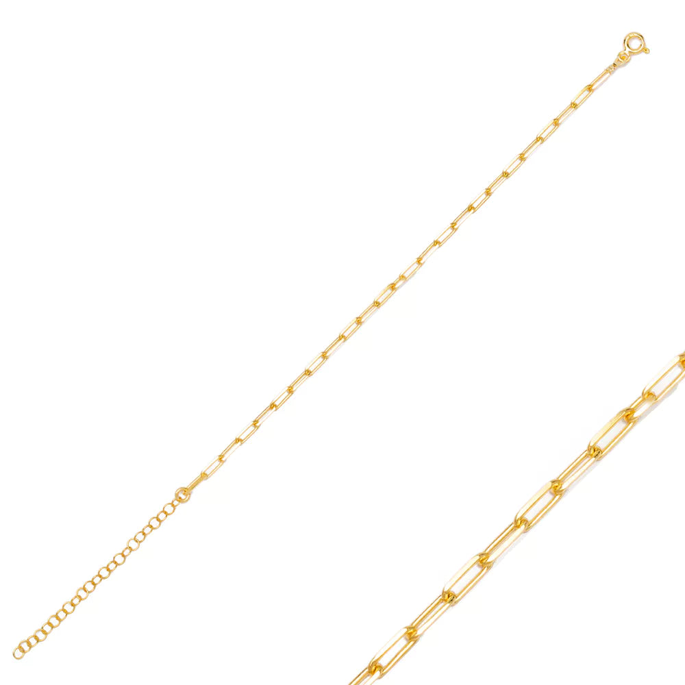 Bracelet chaine maille rectangulaire argent Sterling placage or