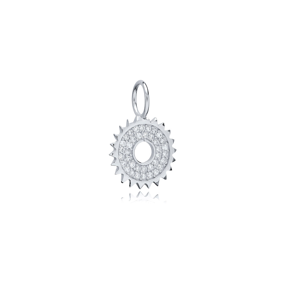 Charm soleil collier pendentif zircon pavé argent Sterling