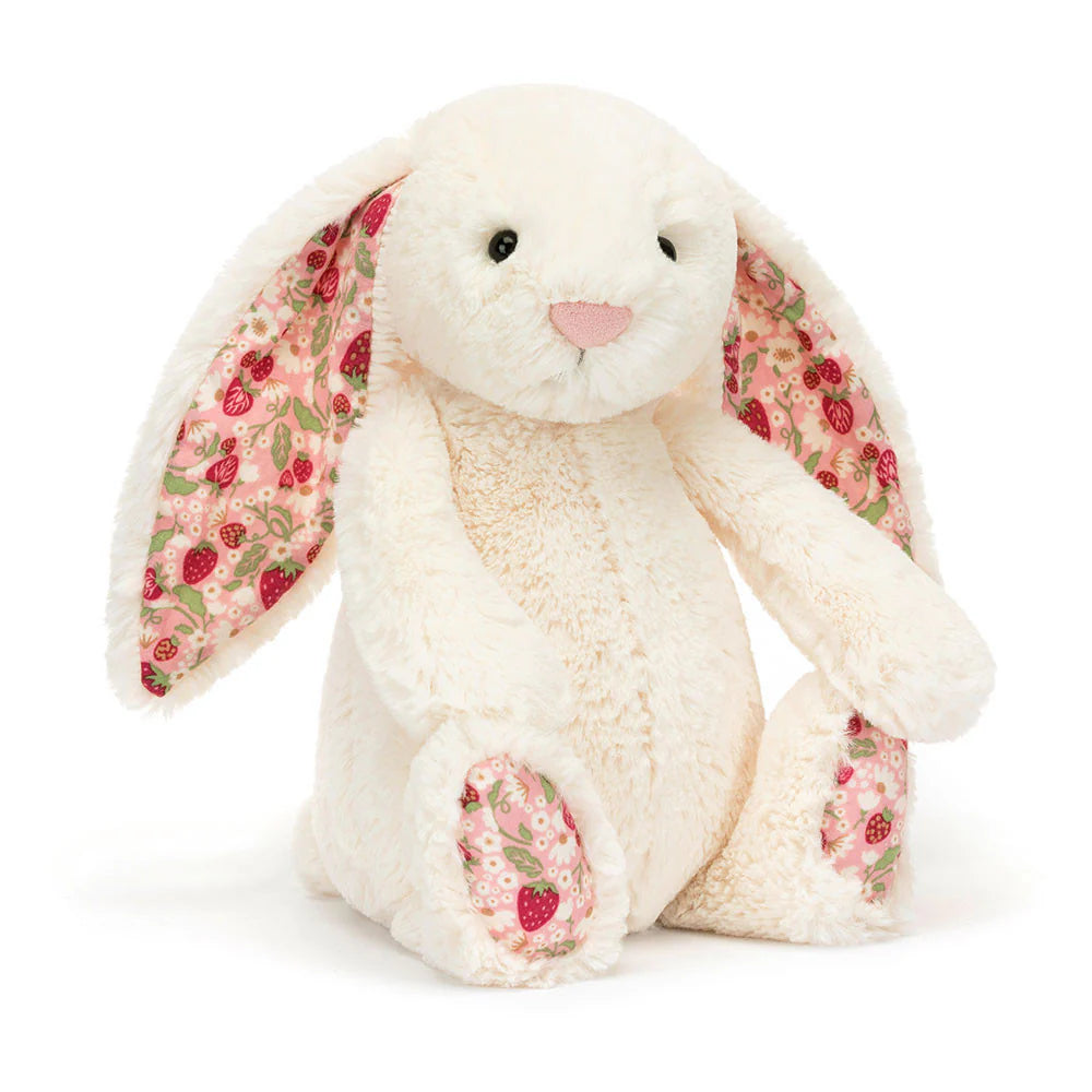 Jellycat toutou doudou peluche mignon jouet lapin crème Bashful Blossom berry