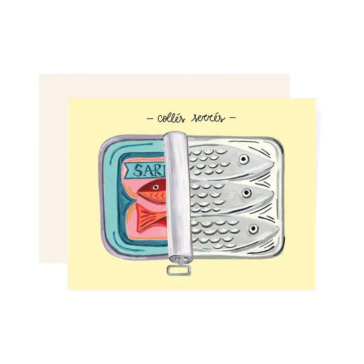 Carte de souhait boîte de sardines bleu
