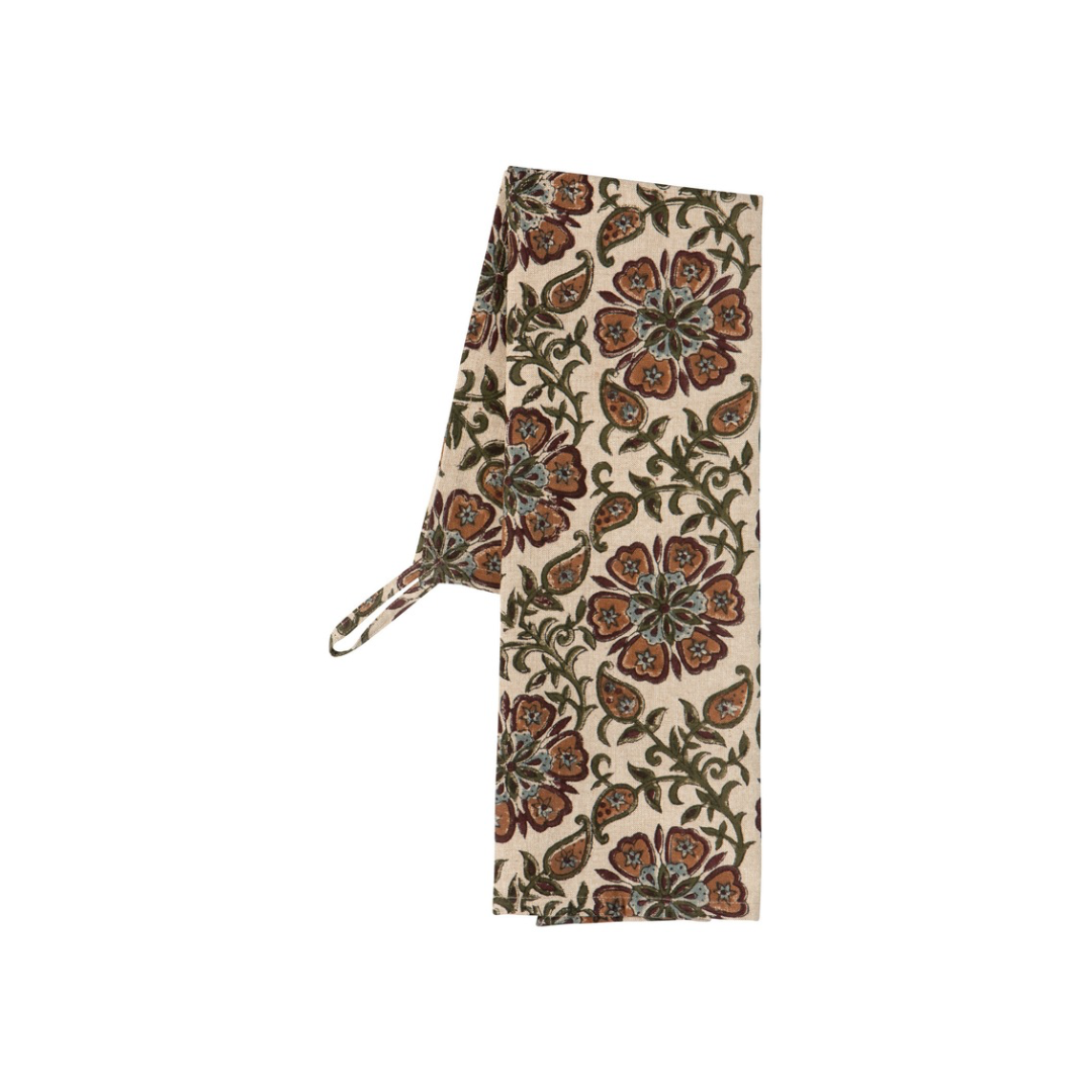 Linge vaisselle, coton, fleur, ménage, vert, brun, Danica, Vancouver, Canada