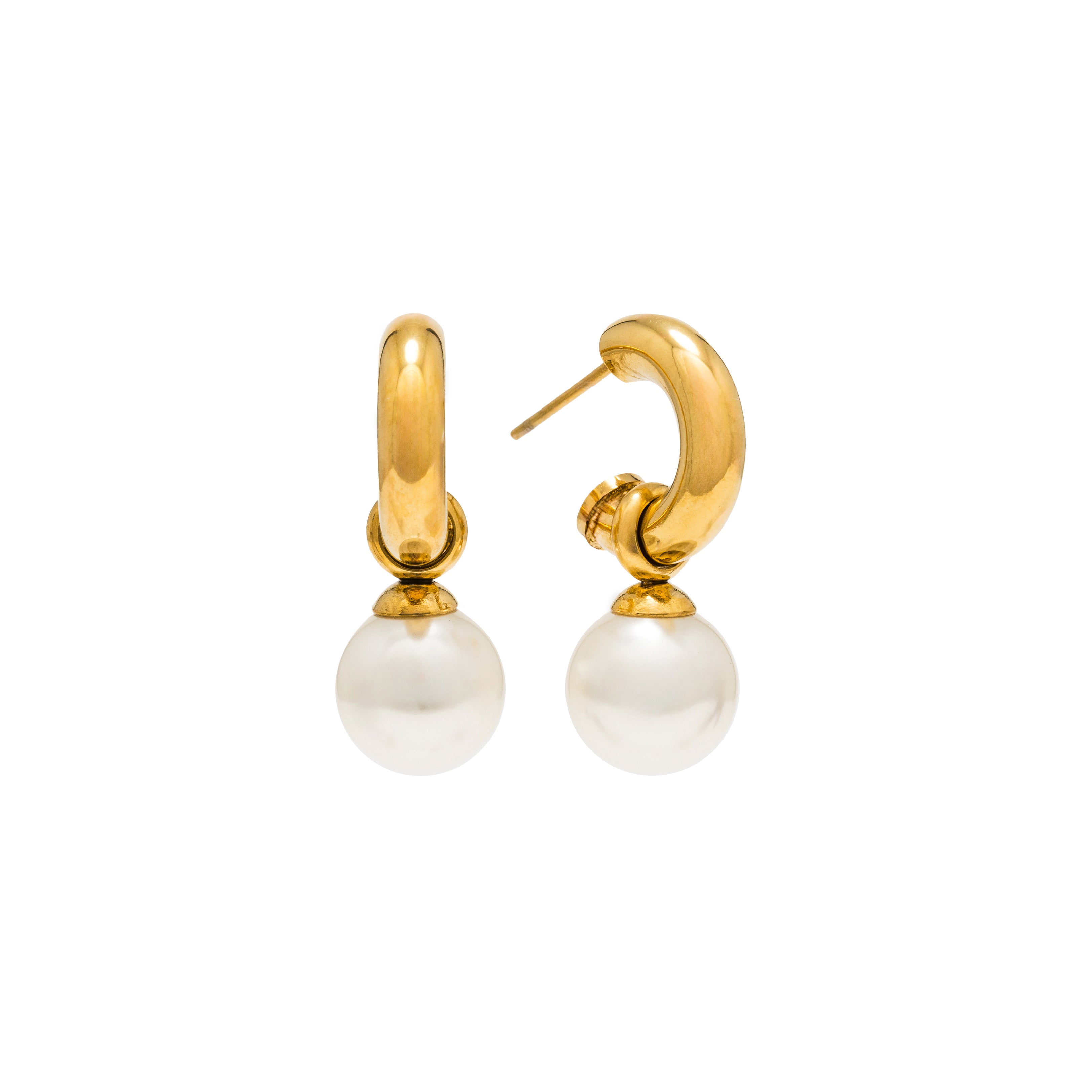 Anneaux boucles perle acier inoxydable plaquée or style mode bijoux lover’s tempo