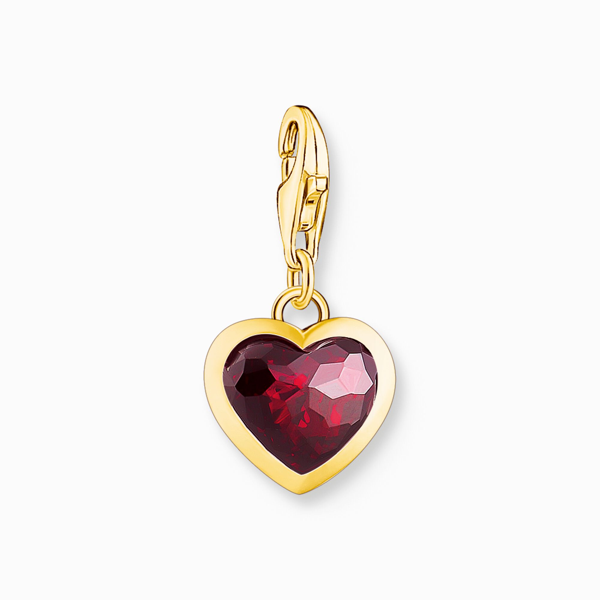 Breloque Charm Thomas Sabo argent sterling plaquée or coeur style mode bijoux bracelet zircon rouge