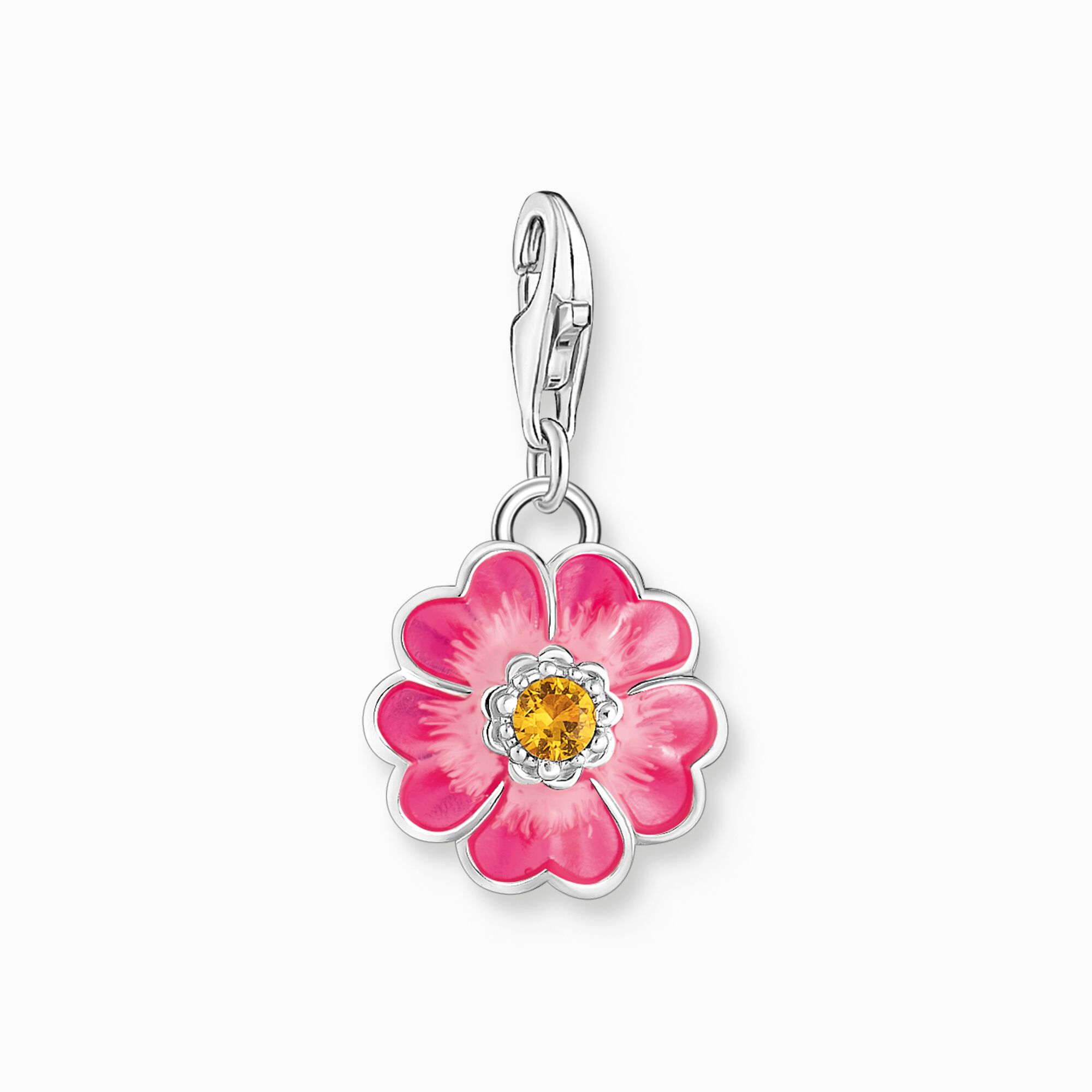 Breloque Charm Thomas Sabo argent sterling fleur style mode bijoux bracelet zircon rose jaune