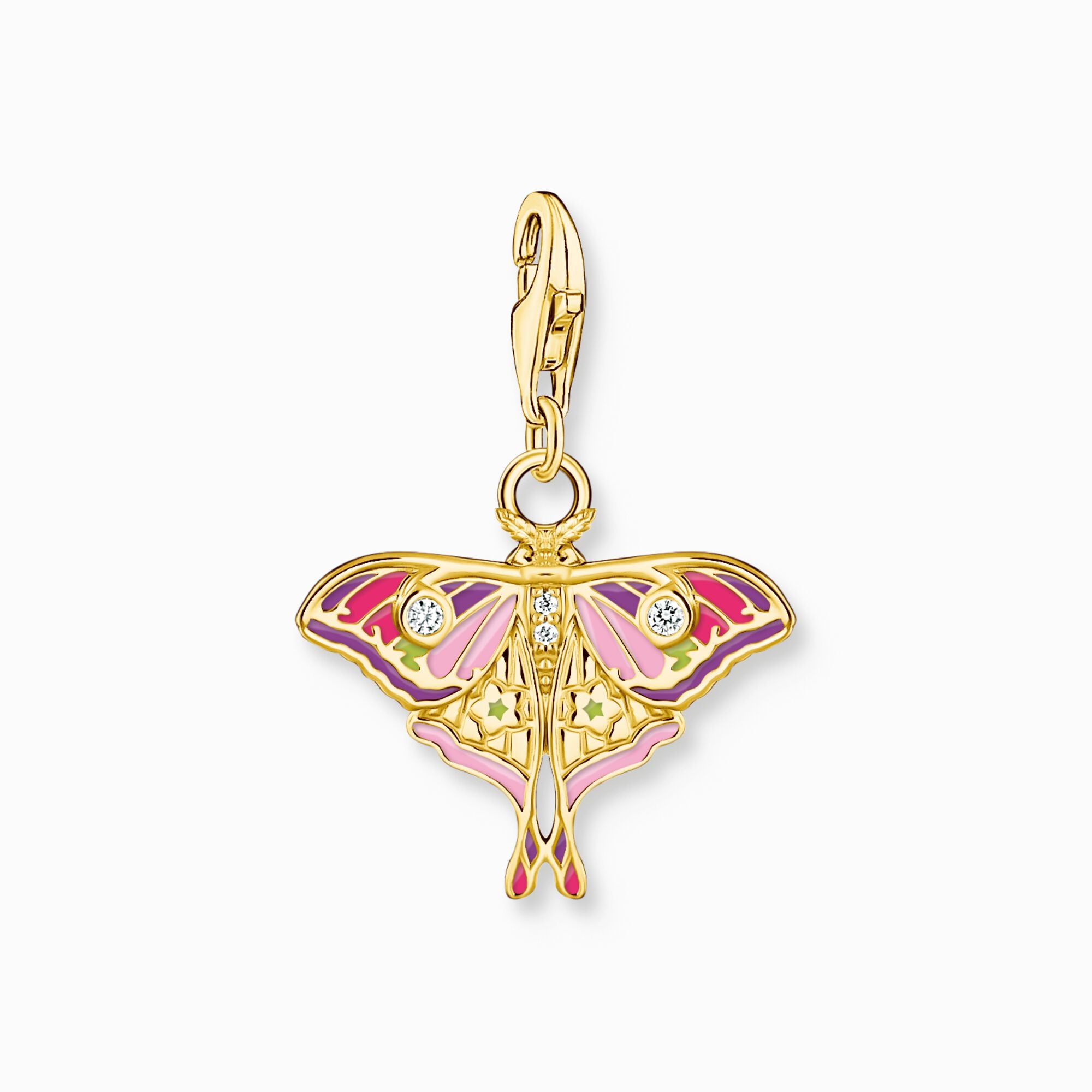 Breloque Charm Thomas Sabo argent sterling plaquée or papillon style mode bijoux bracelet zircon rose rouge blanc