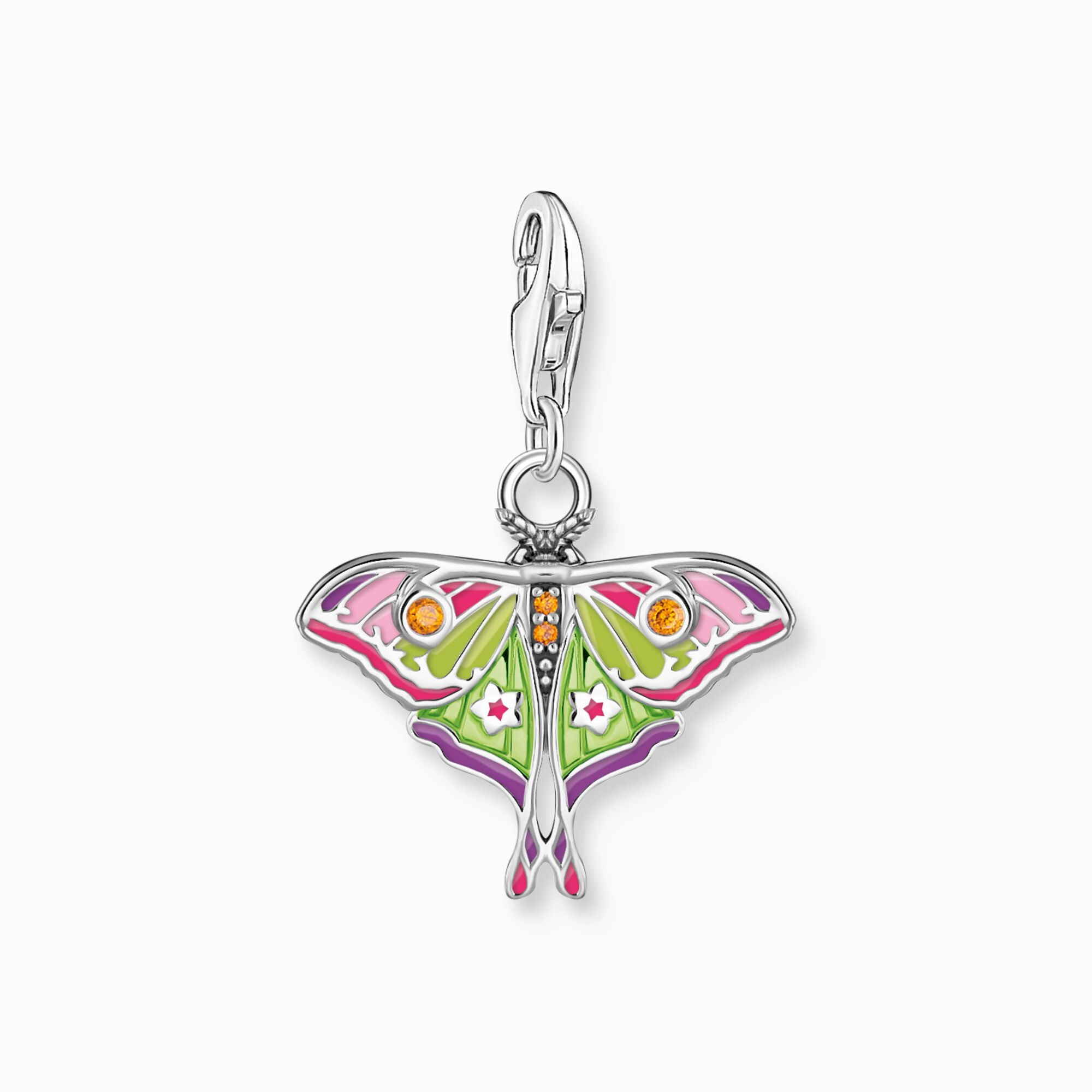Breloque Charm Thomas Sabo argent sterling papillon style mode bijoux bracelet zircon vert rose jaune