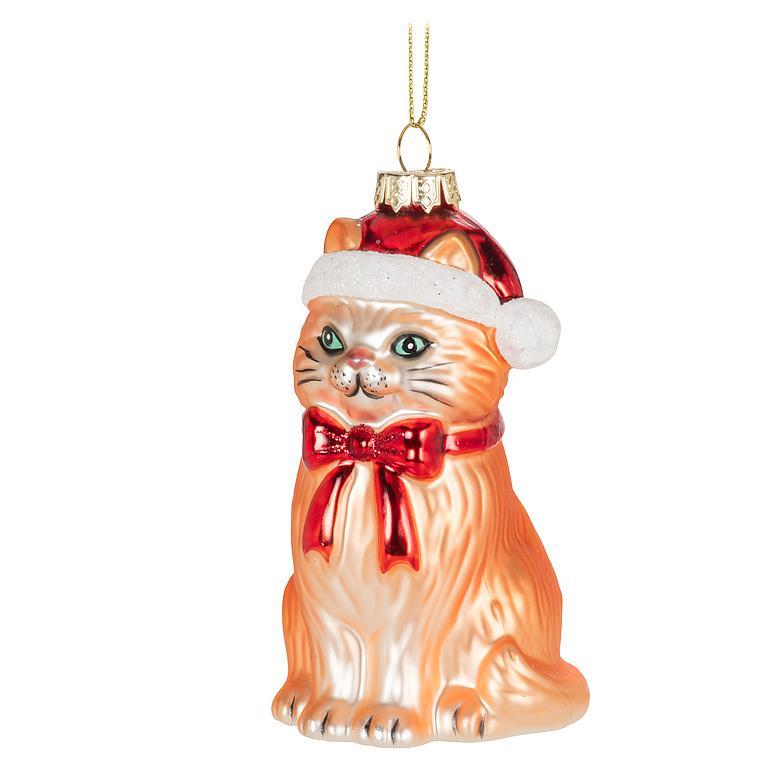 Ornement de Noël en verre soufflé chat rétro cute décoration hiver tendance Abbott