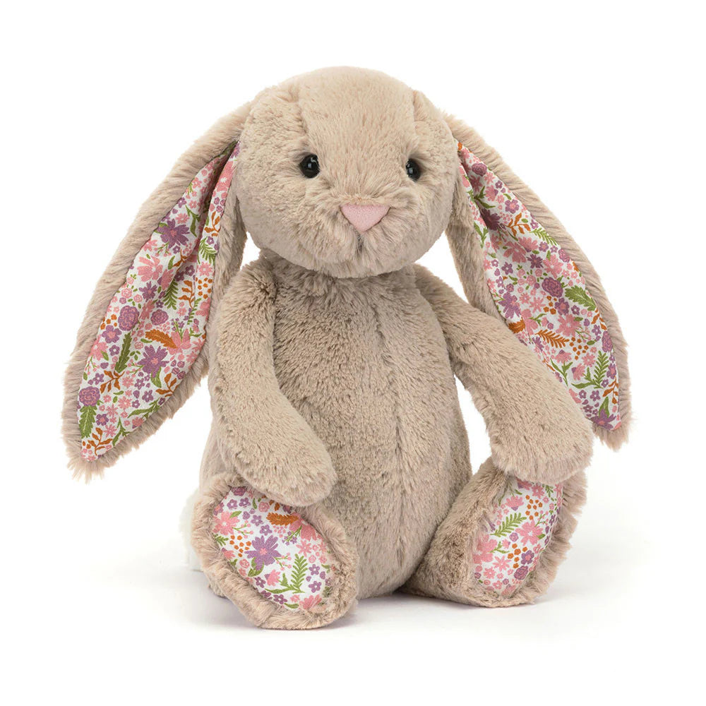 Jellycat toutou doudou peluche mignon jouet lapin brun Bashful Blossom petal