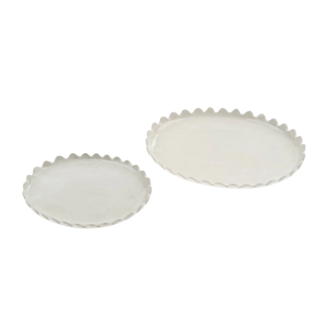 Assiette, oval, grès, original, tendance, indaba, blanc, scalloped
