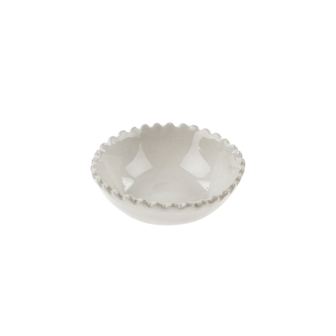 Bol, grès, scalloped, blanc, tendance, indaba