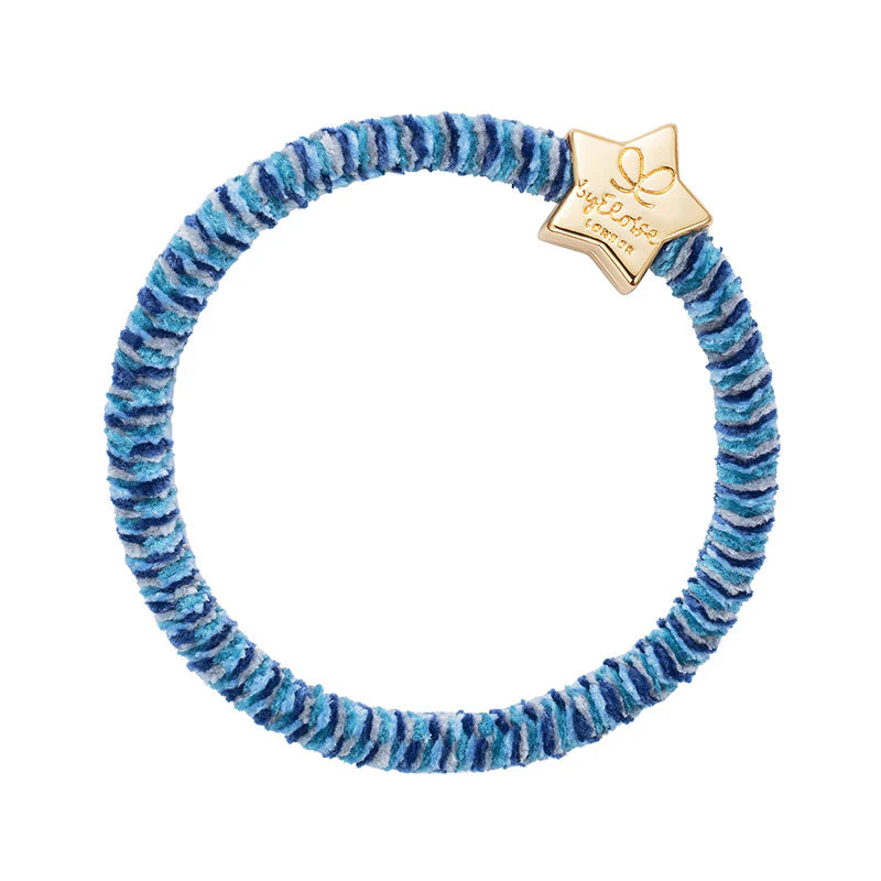 Élastique à Cheveux Velours Bracelet 2 en 1 tons de bleu Charm étoile doré By Eloise