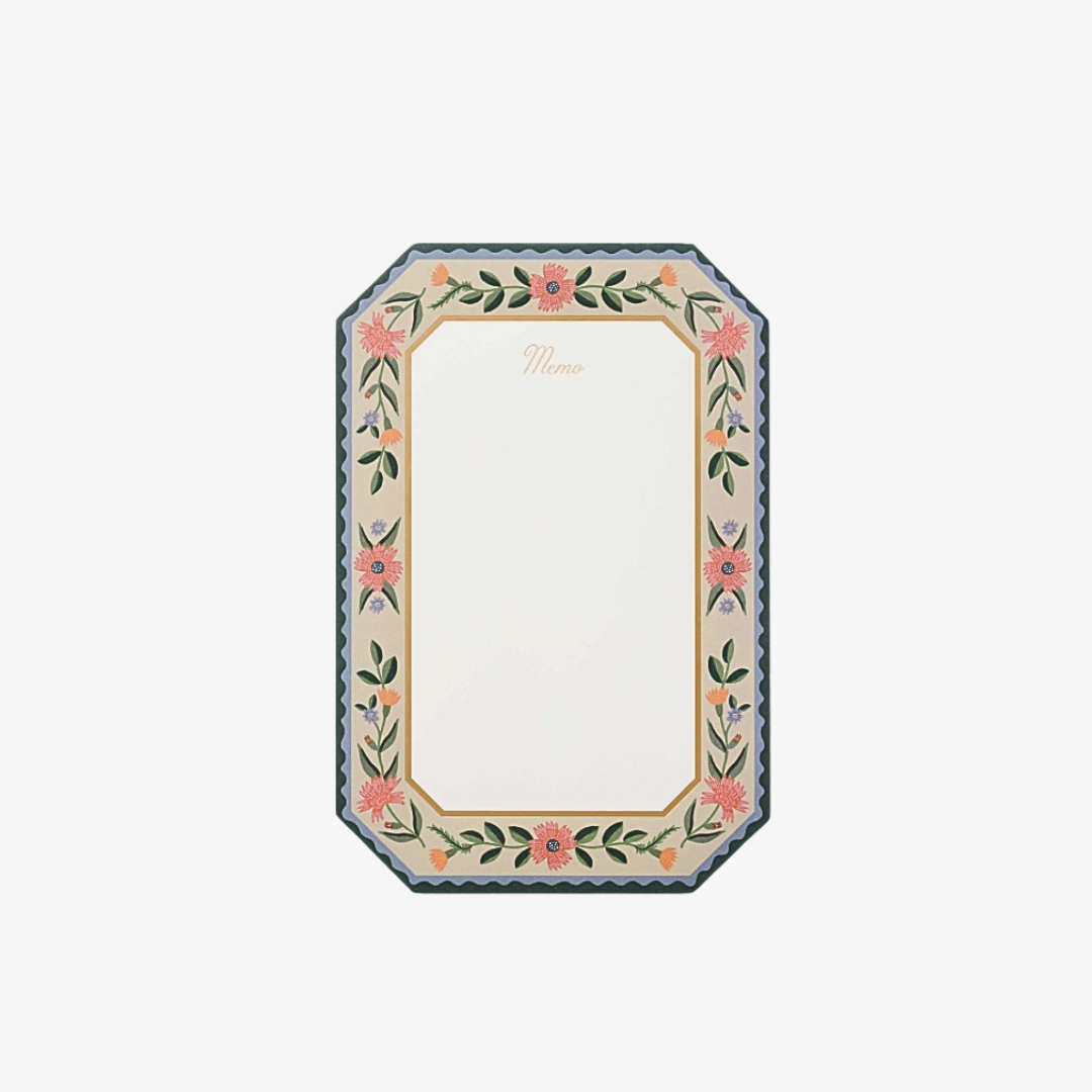 Bloc-notes Mémo grand Aster fleur crème papeterie Rifle Paper