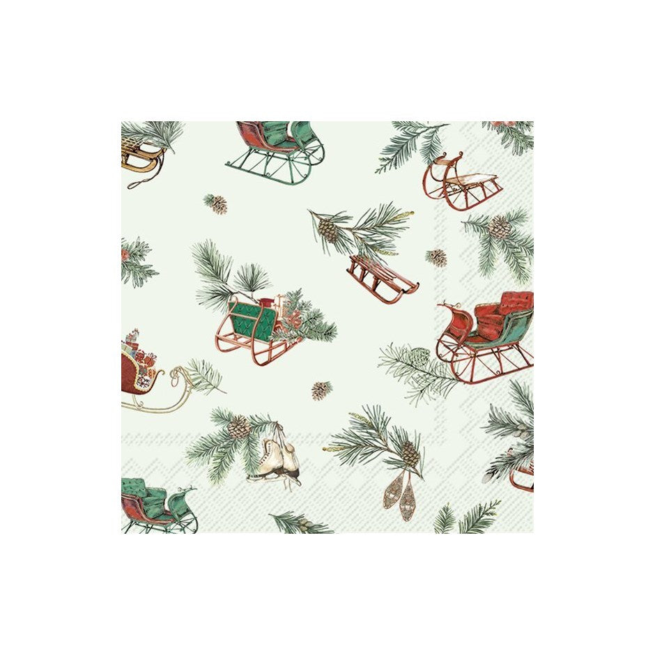 Serviettes papier, traîneaux anciens , idéal home range, IHR, Allemagne, Noël, célébration, fête