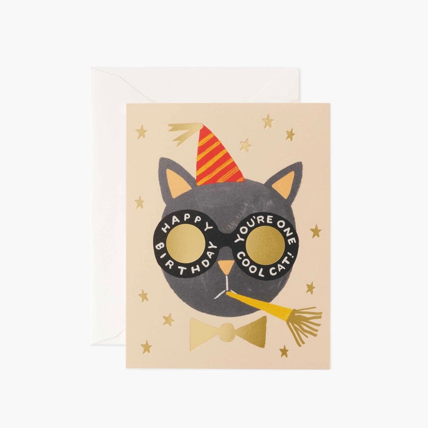 Carte souhait chat lunettes Rifle Paper co.