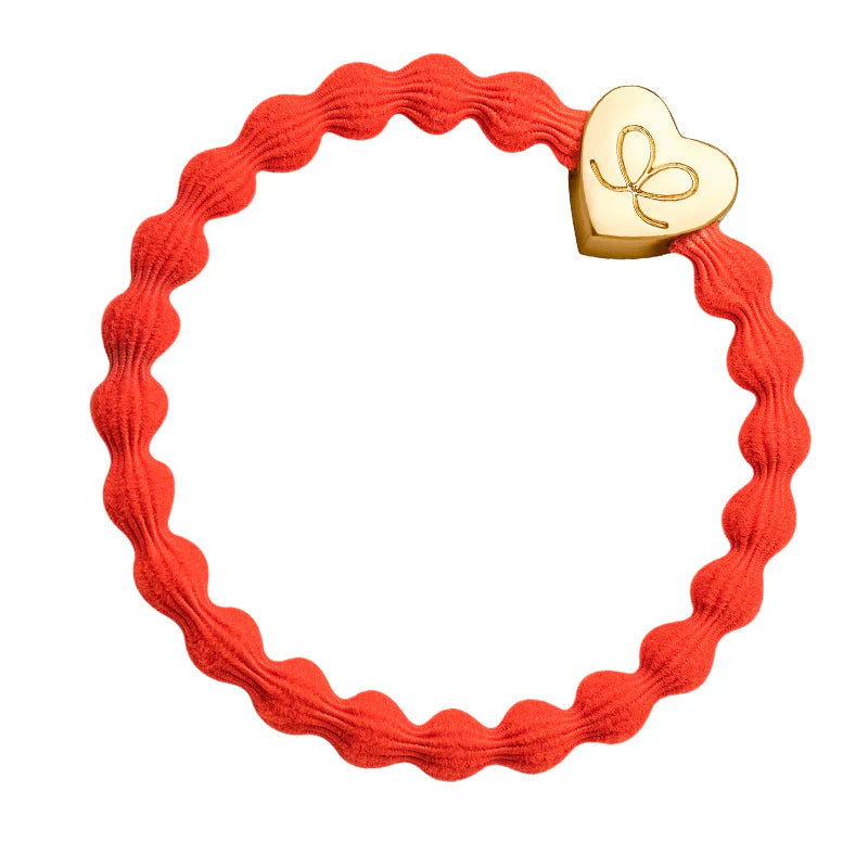 Élastique bracelet bulle By Eloise Charm rouge orange néon coeur doré