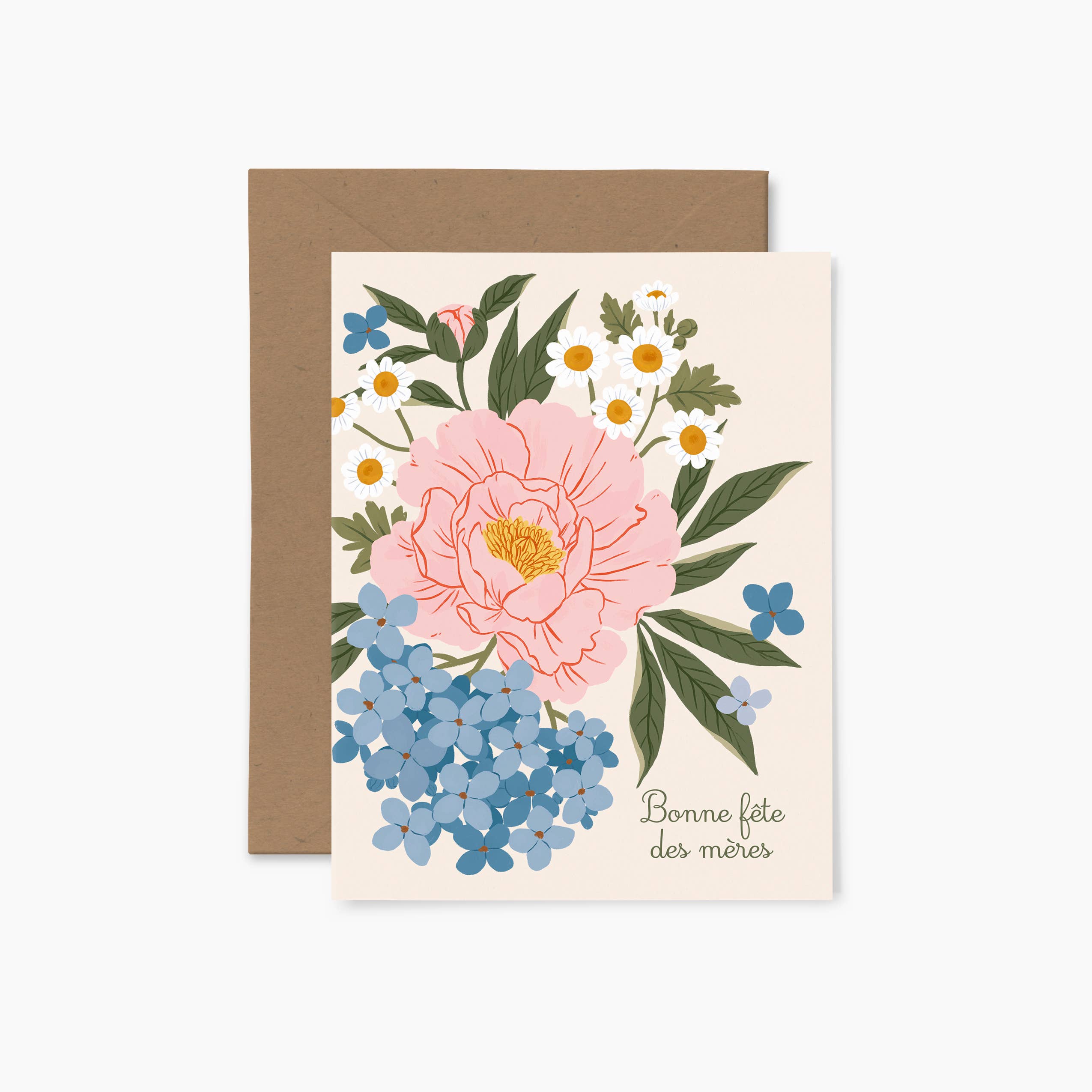 Carte de souhaits Bouquet "Bonne fête des mères" Papier Fleuri Co. Rose bleu