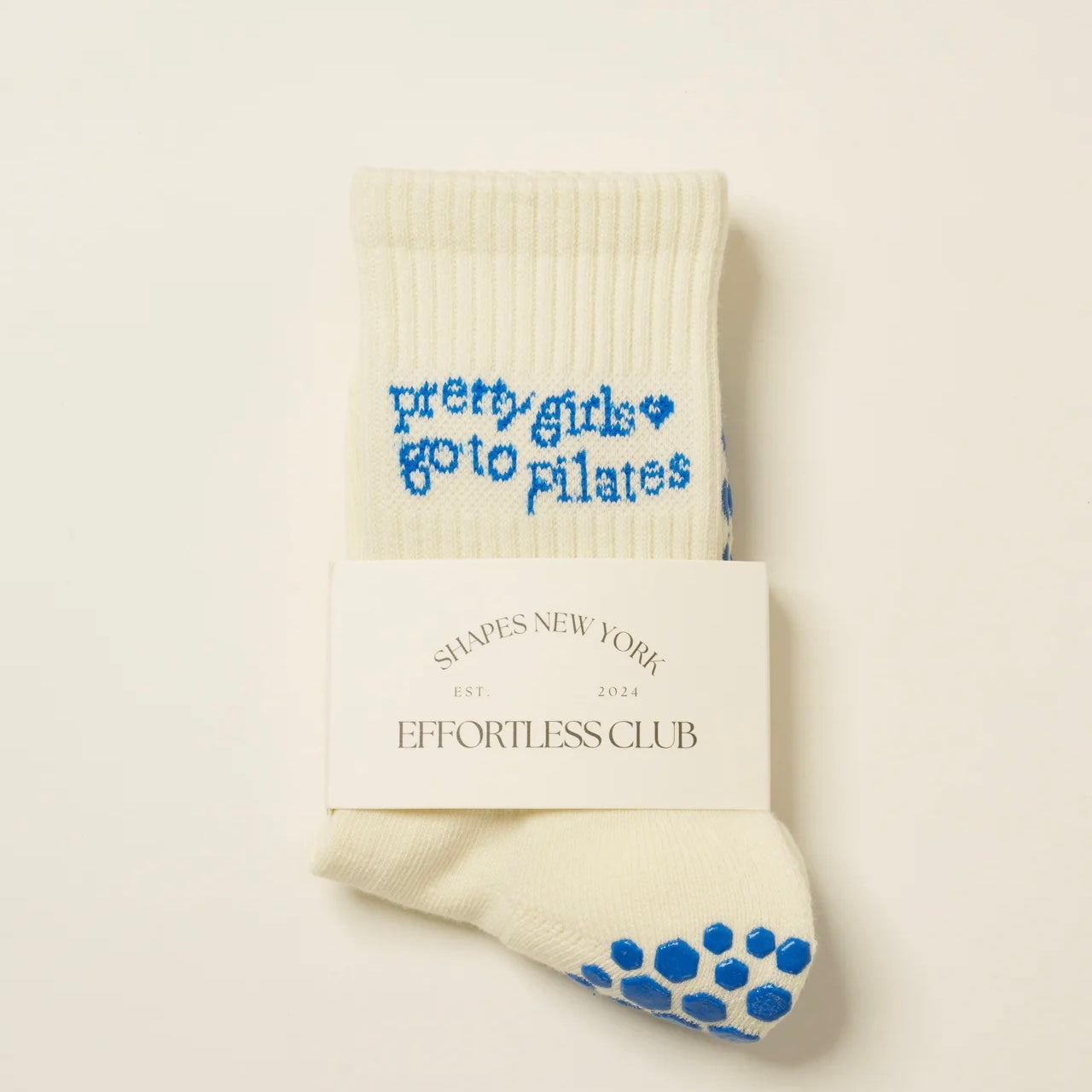 Chaussettes sport antidérapante Pilates bleu femme