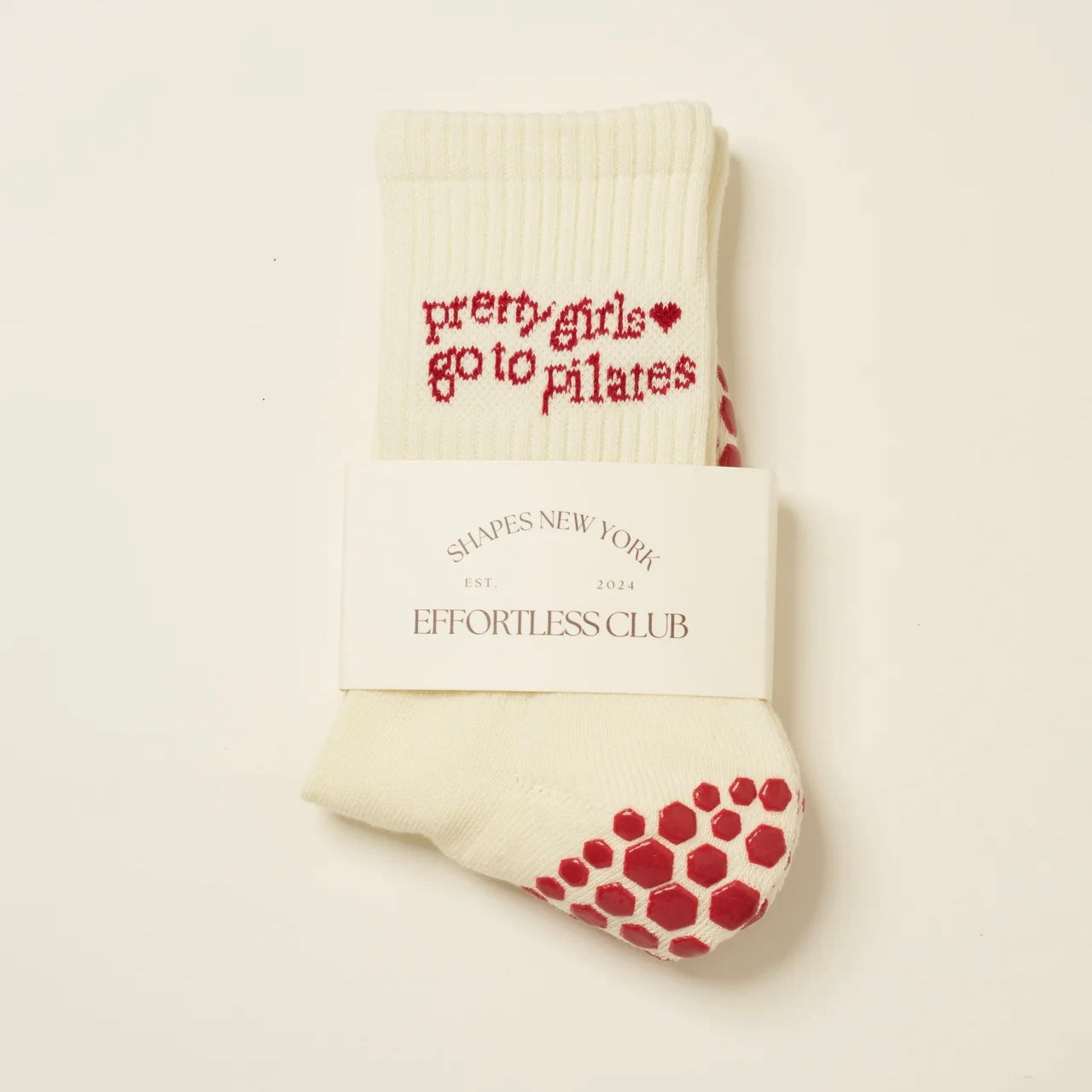 Chaussettes sport antidérapante Pilates rouge femme