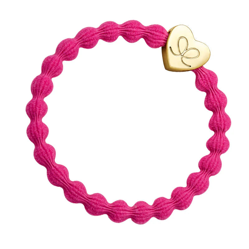 Élastique bracelet bulle By Eloise Charm coeur doré rose Fushia