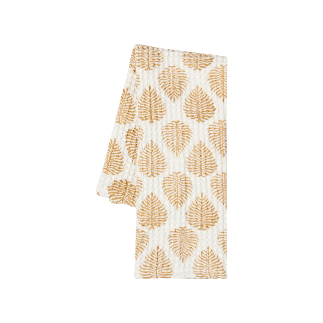 Linge vaisselle, gaufré, coton, jaune, blanc, ménage, Danica, Vancouver, Canada, feuille