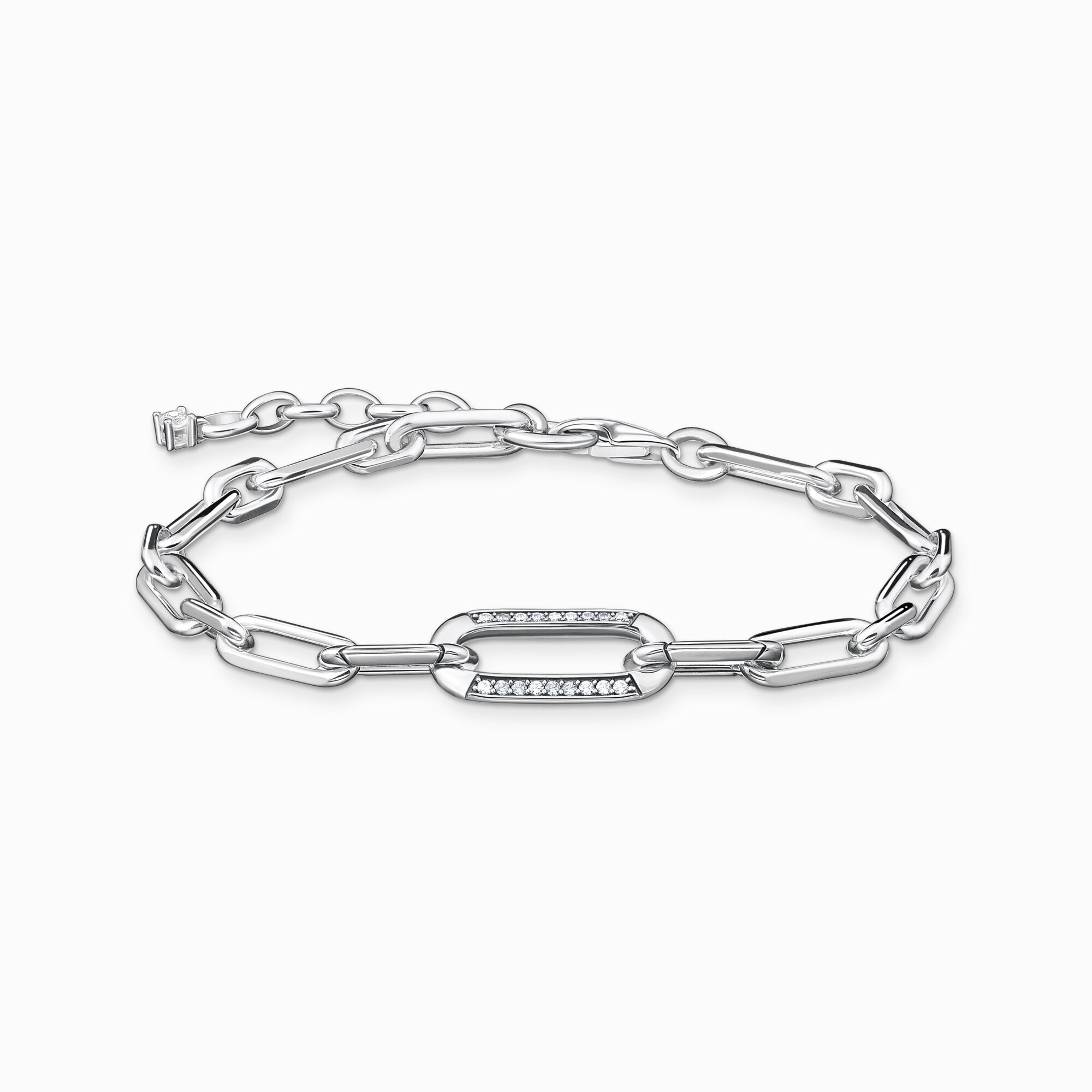Bracelet bijoux maillon argent sterling zircon blanc Thomas Sabo style mode