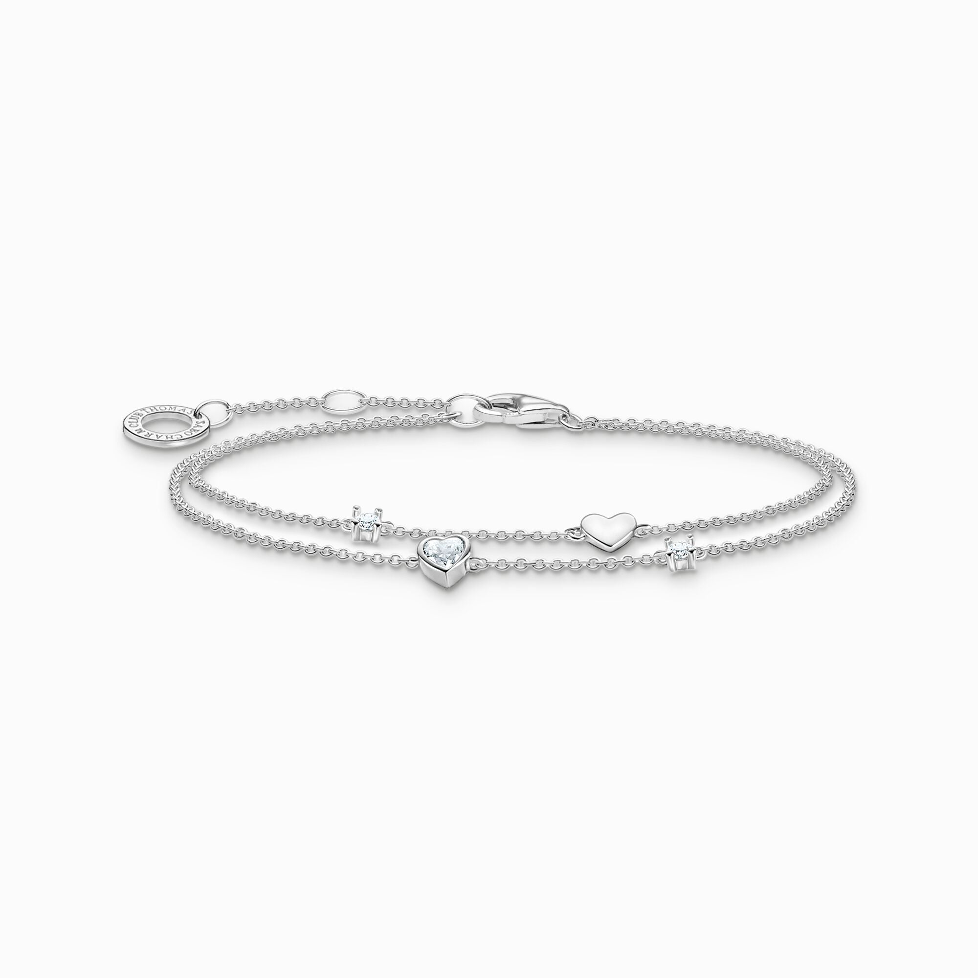 Thomas sabo bracelet double coeur zircon argent 925