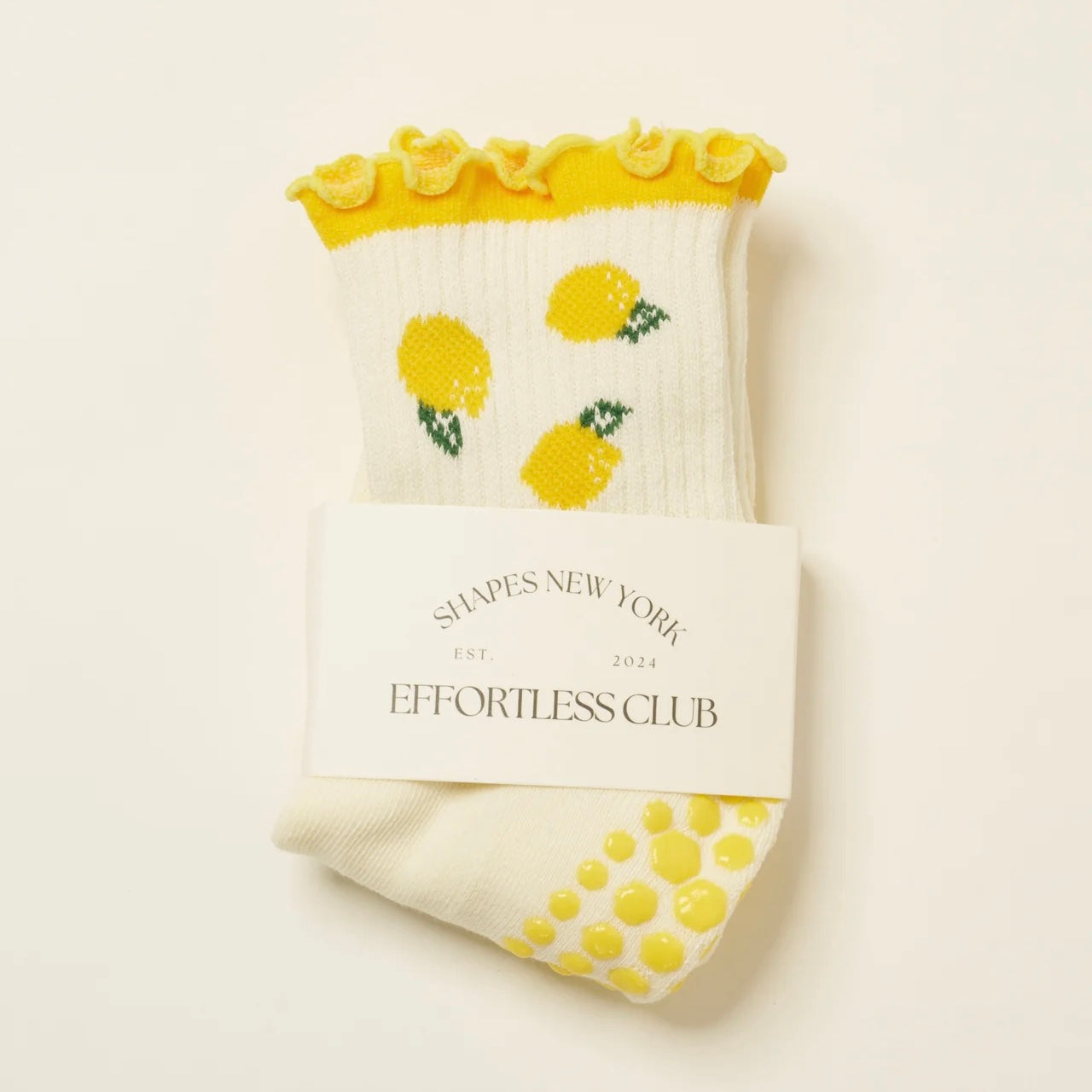 Chaussettes antidérapantes yoga pilates citron coton