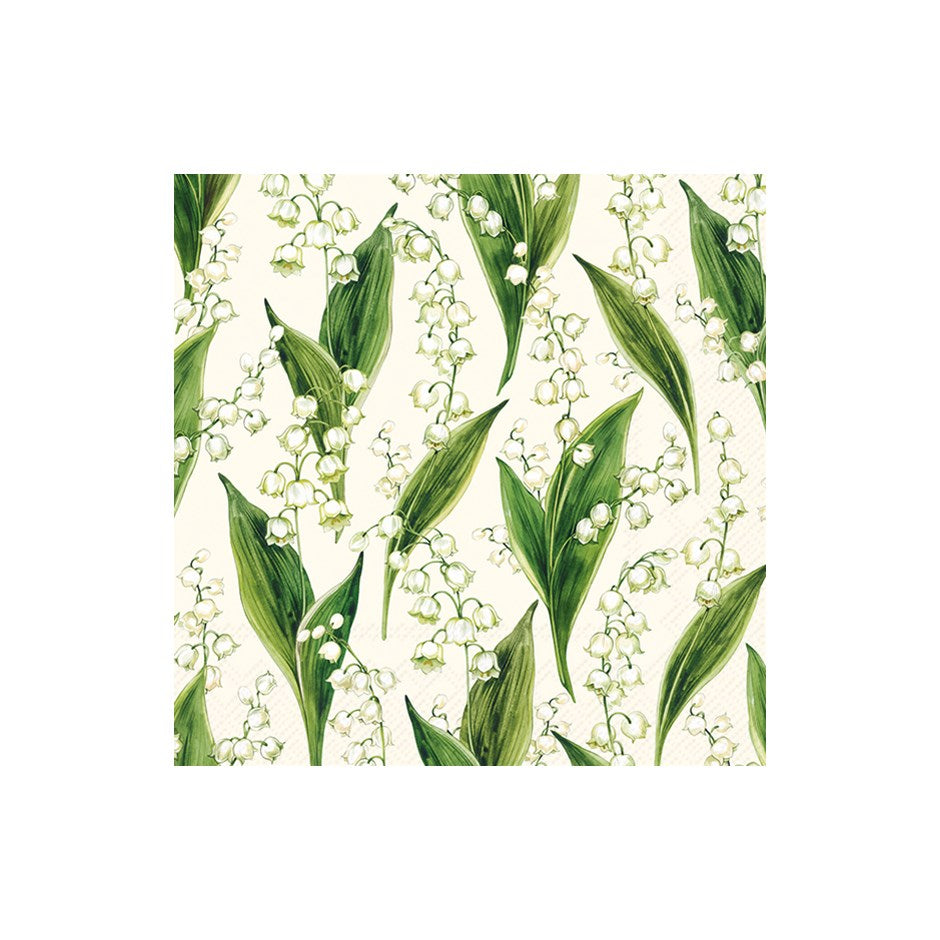 Serviettes papier Muguet 20 IHR vert blanc fleurs