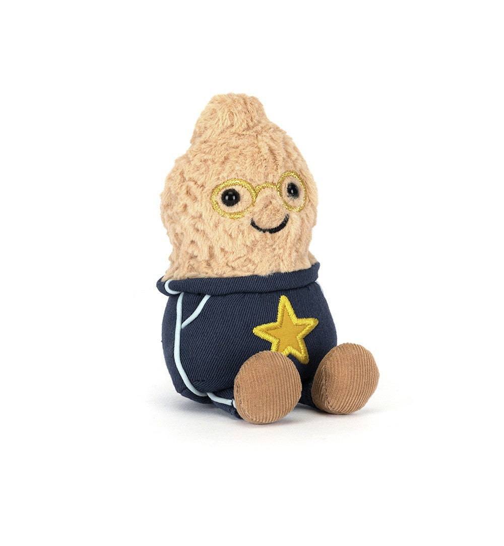 Peluche Amuseable Peanut Star Student Outfit Jellycat toutou arachide cute tendance mode beige bleu jaune brun élève