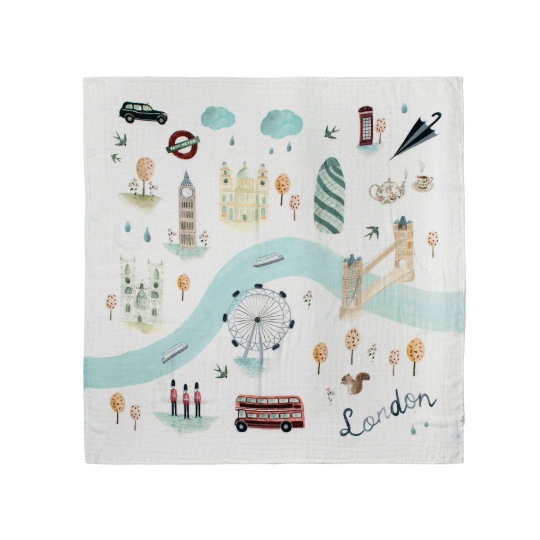 Couverture mousseline bébé Londres Loulou Lollipop