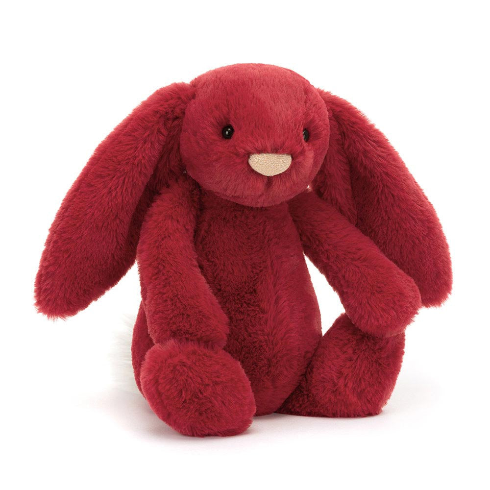Peluche Jellycat rouge bashful luxe bunny scarlett lapin