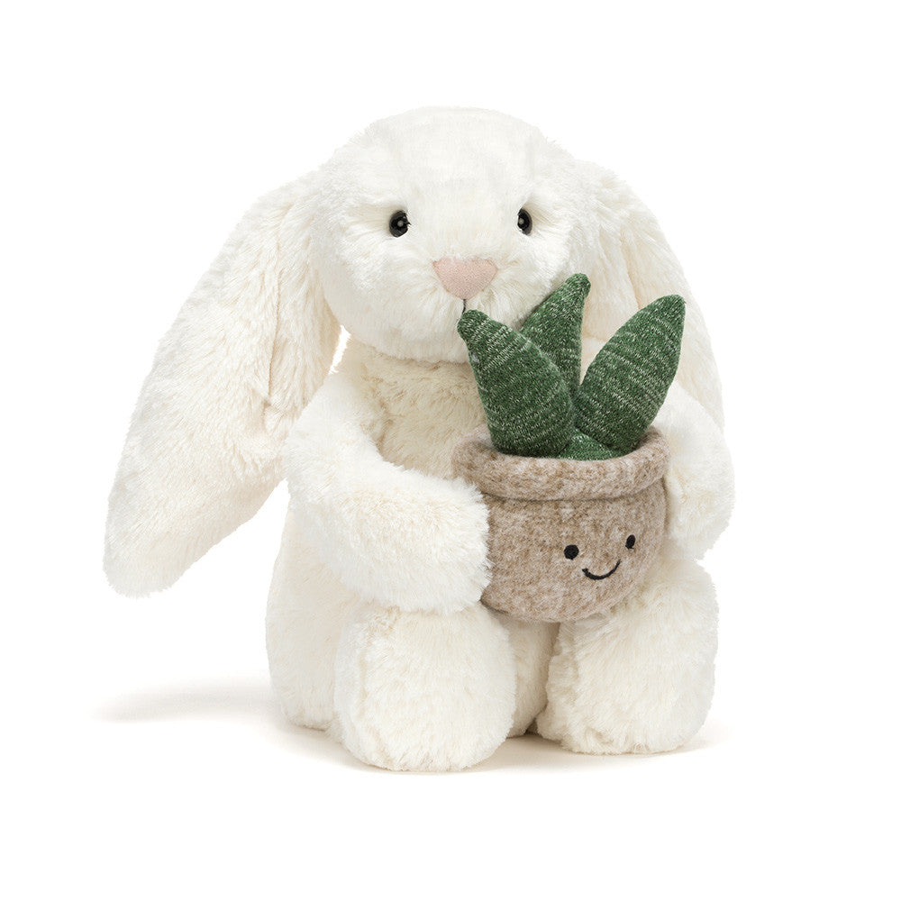 Peluche Lapin crème Plante Cream Bunny With Plant Jellycat vert feuilles toutou mode cute tendance doux