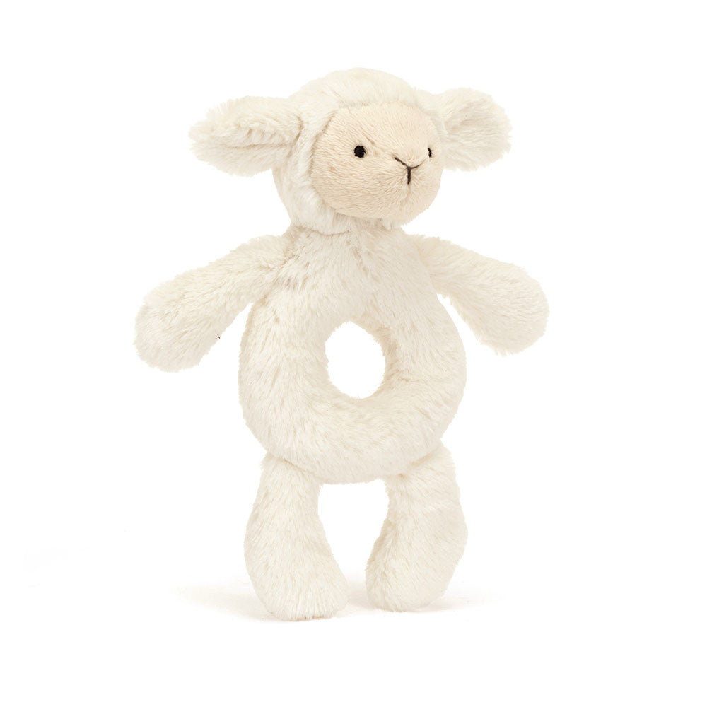 Hochet peluche jouet jellycat agneau blanc mignon doudou