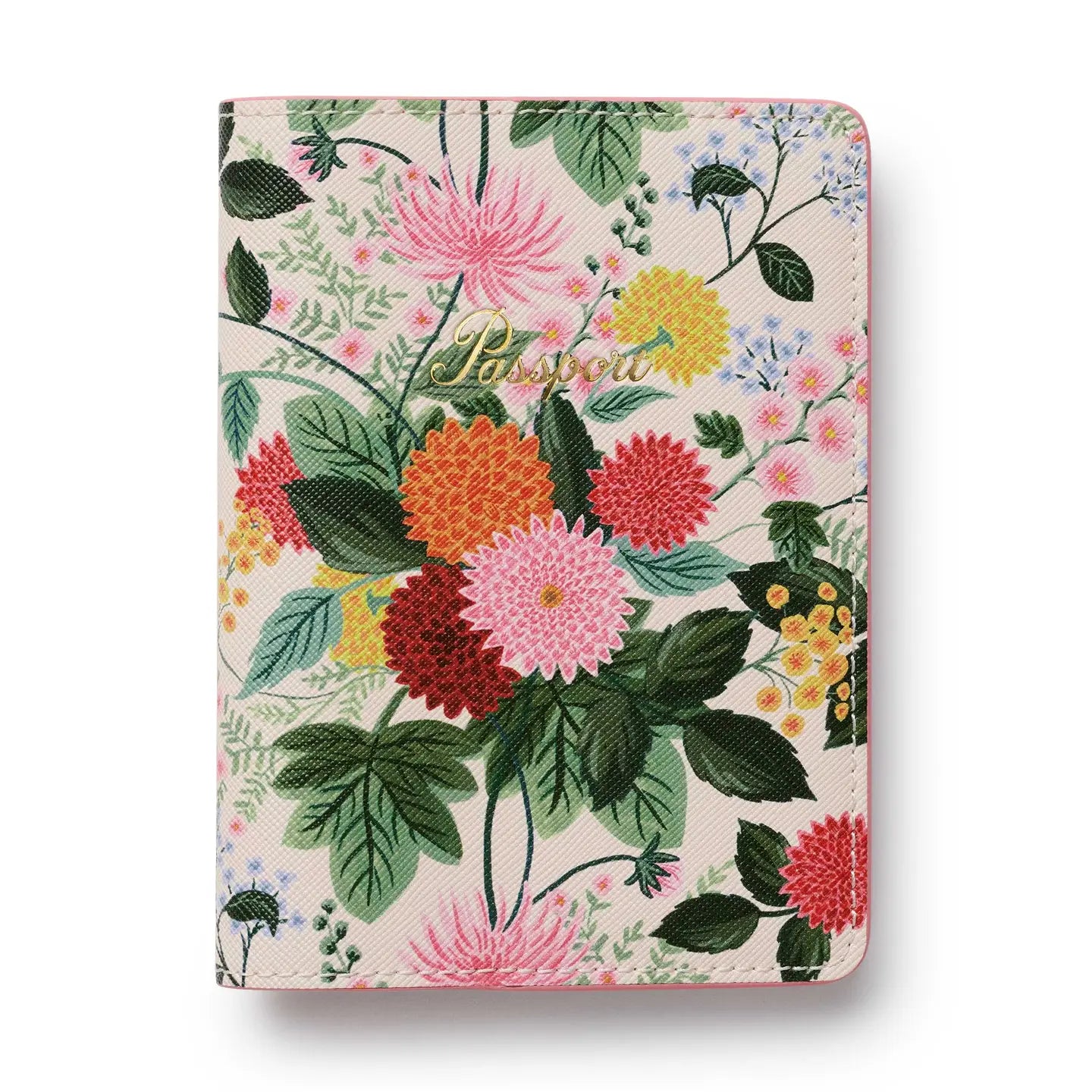 Étui passeport Imprimé floral Dahlia Rifle Paper Co. Voyage pratique tendance cute blanc fleuri coloré