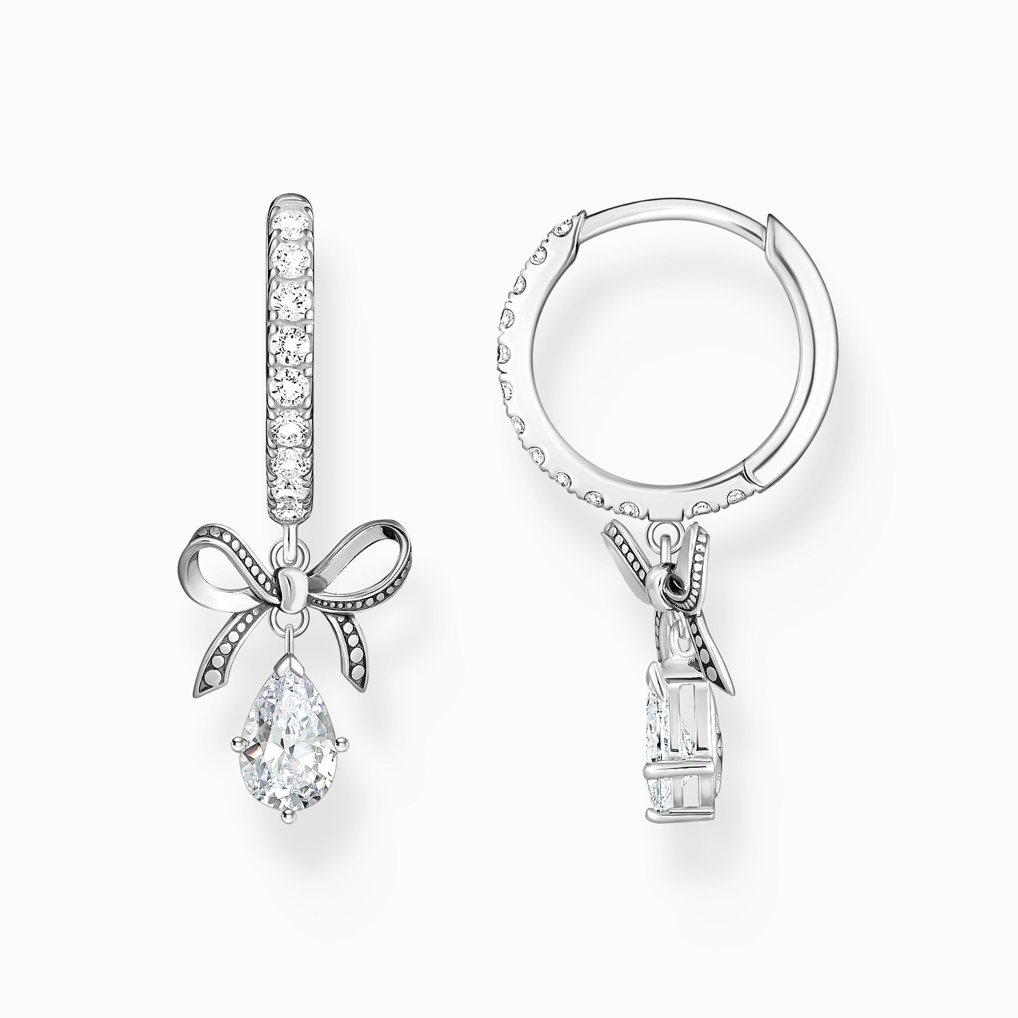 Anneaux créoles boucles noeud argent sterling zircon blanc Thomas Sabo bijoux style mode
