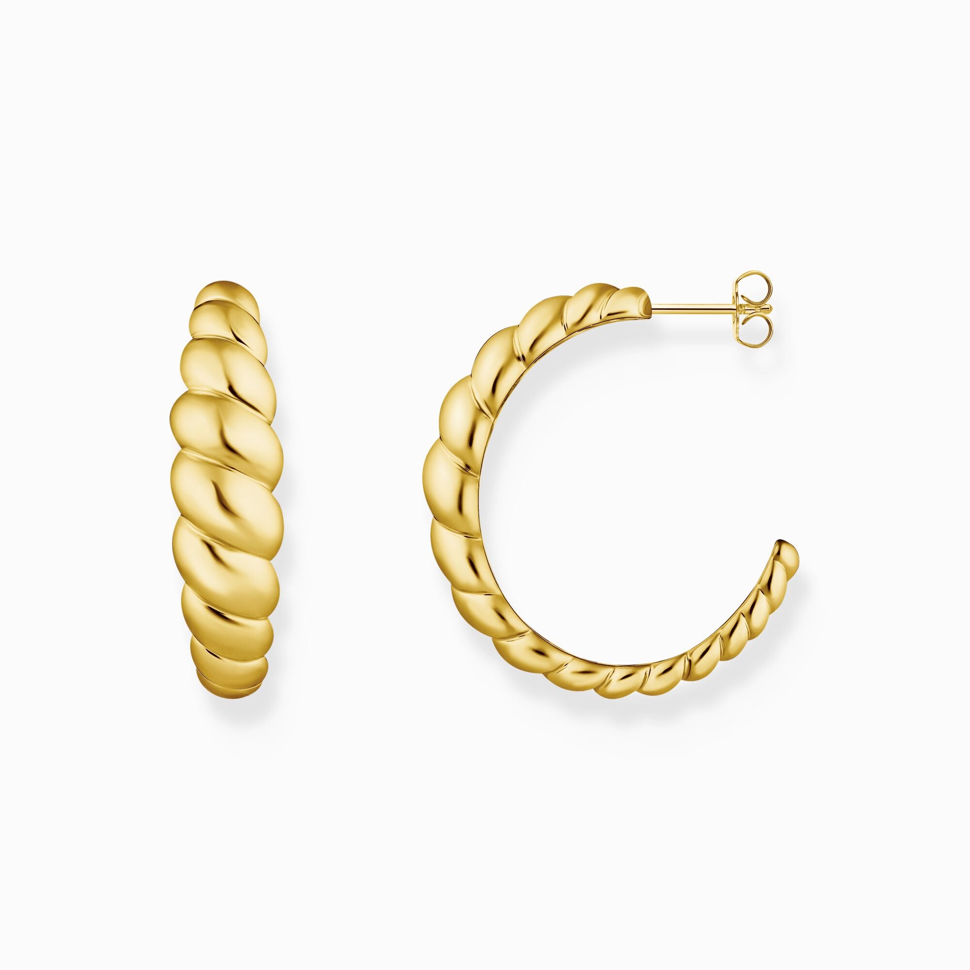 Boucles créoles croissant argent sterling plaquée or style Thomas Sabo mode bijoux