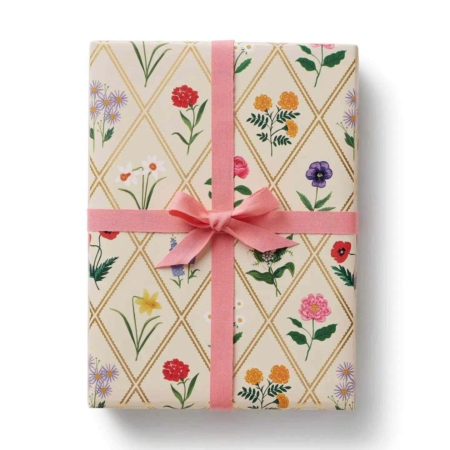 Papier emballage Motif Garden Study Rifle Paper Co. Blanc fleuri doré coloré cute tendance cadeaux