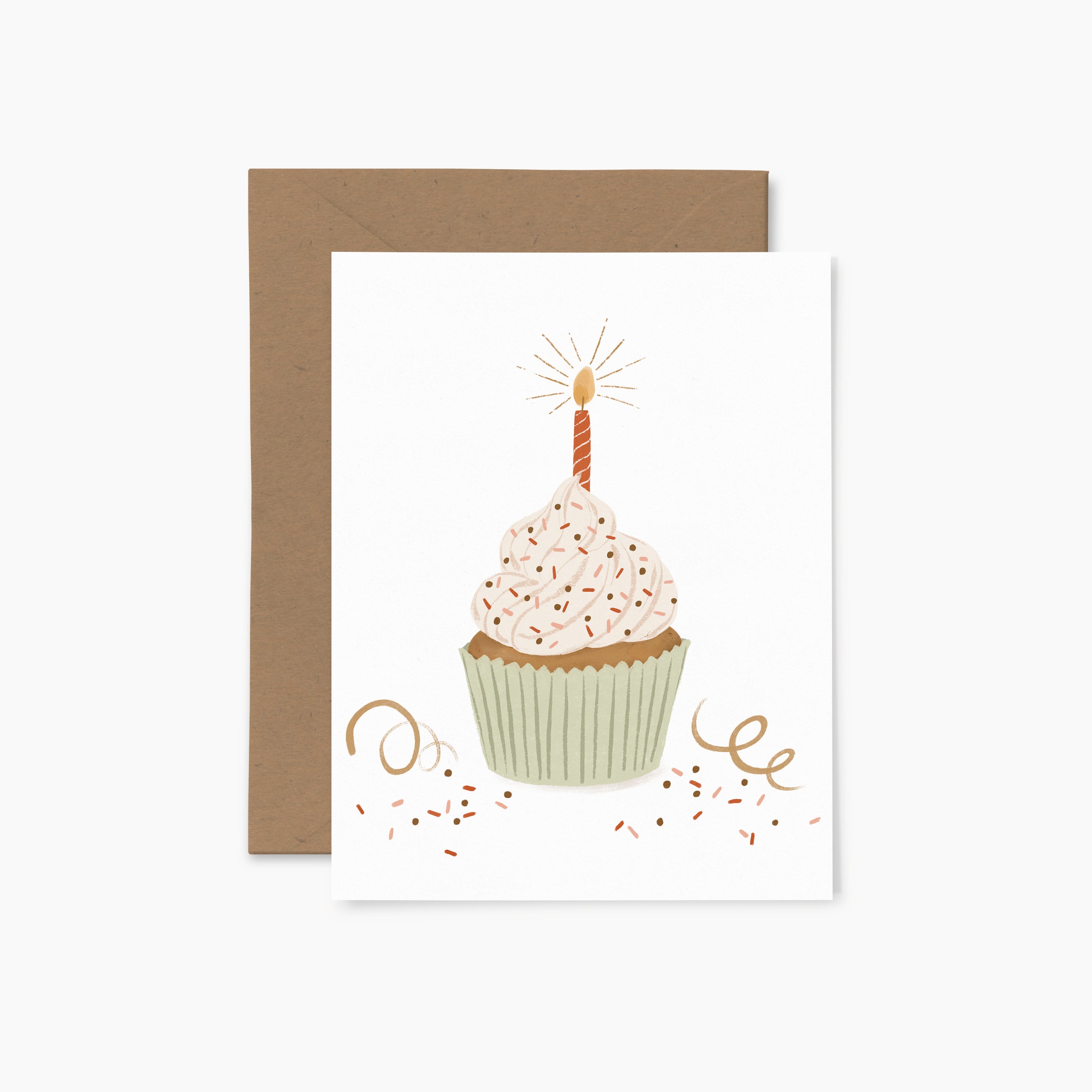 Carte de souhait gâteau cupcake de papier fleuris