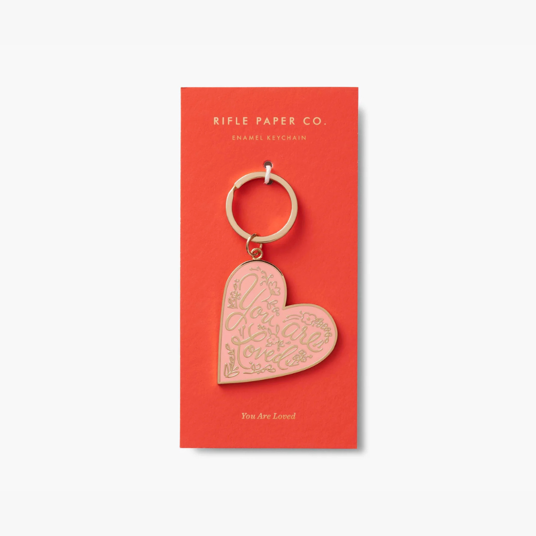 Porte-clés rifle Paper coeur rose zinc fer inoxydable