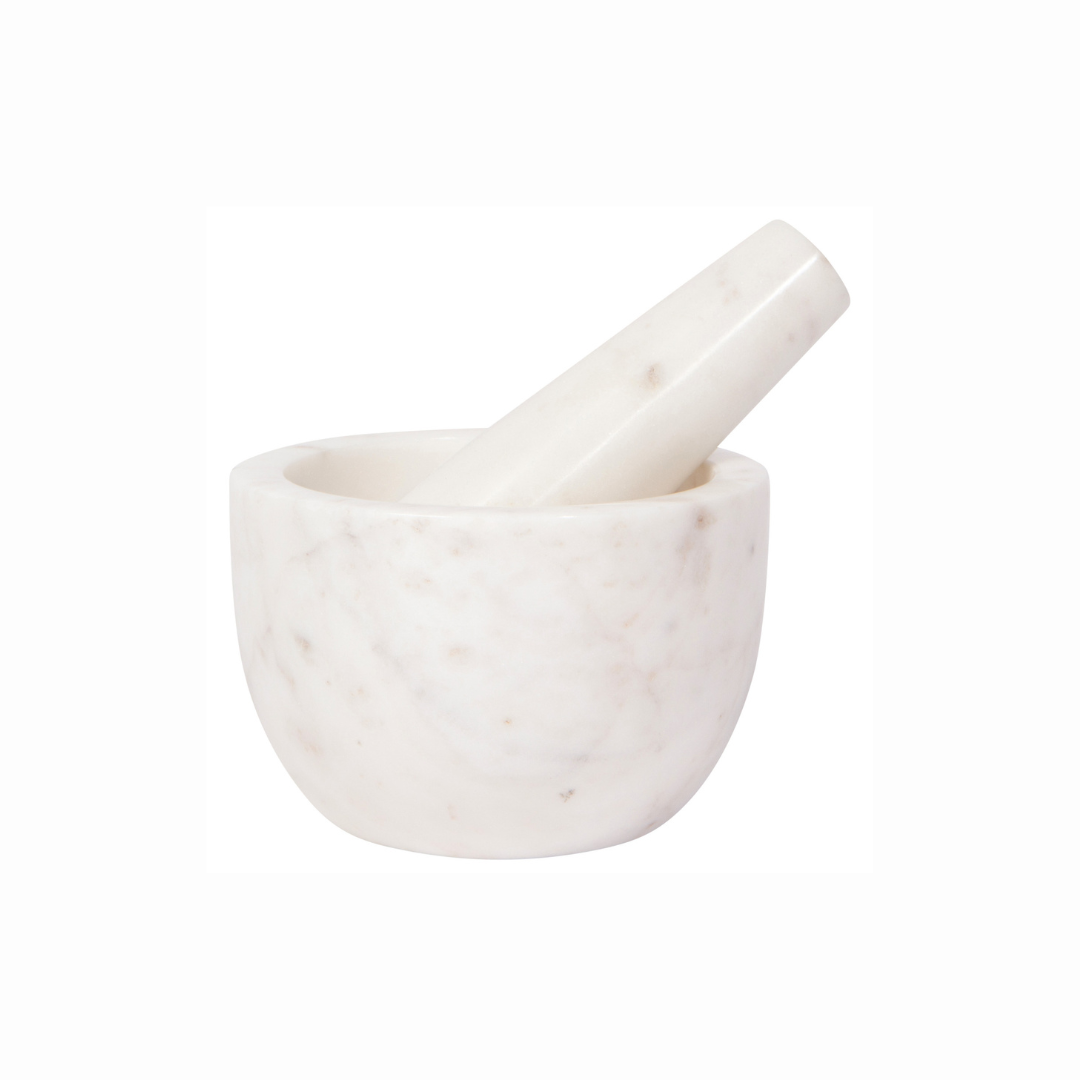 Pilon mortier marbre blanc cuisine maison Danica