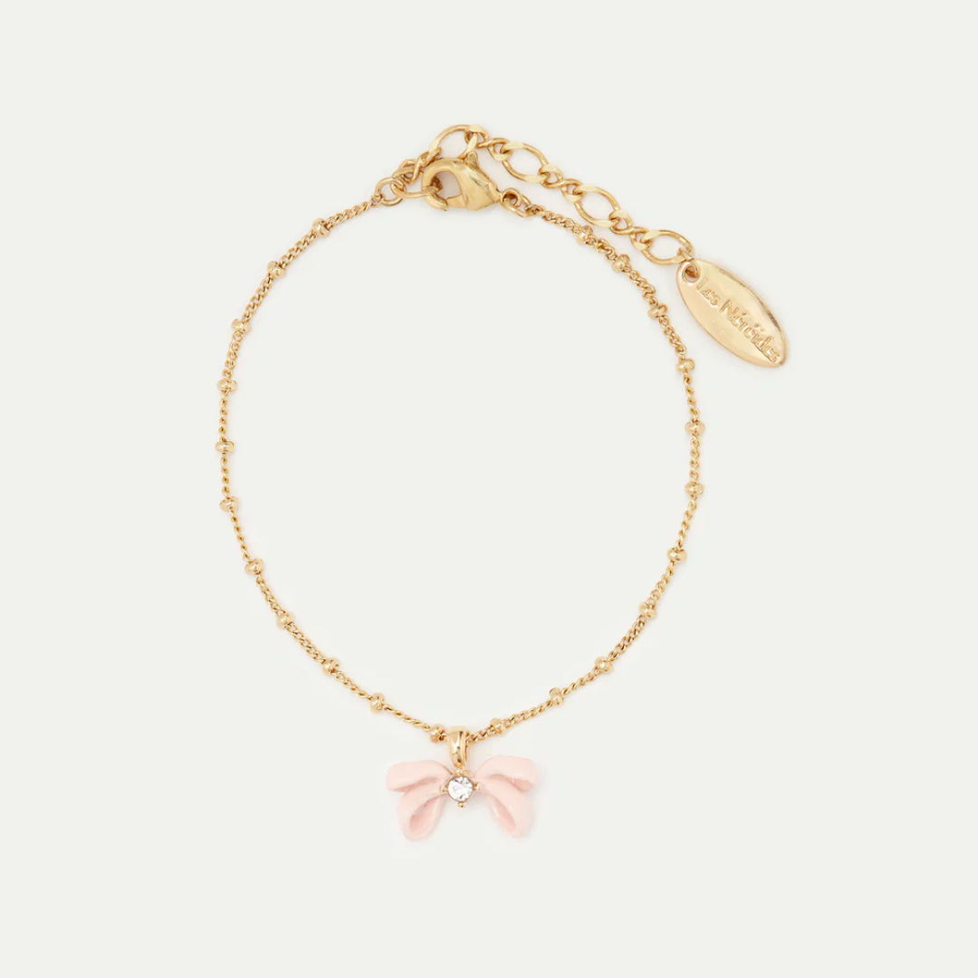 Bracelet ruban rose, opéra de paris, les Nereides, France, mignon, rose, argent, plaquée or