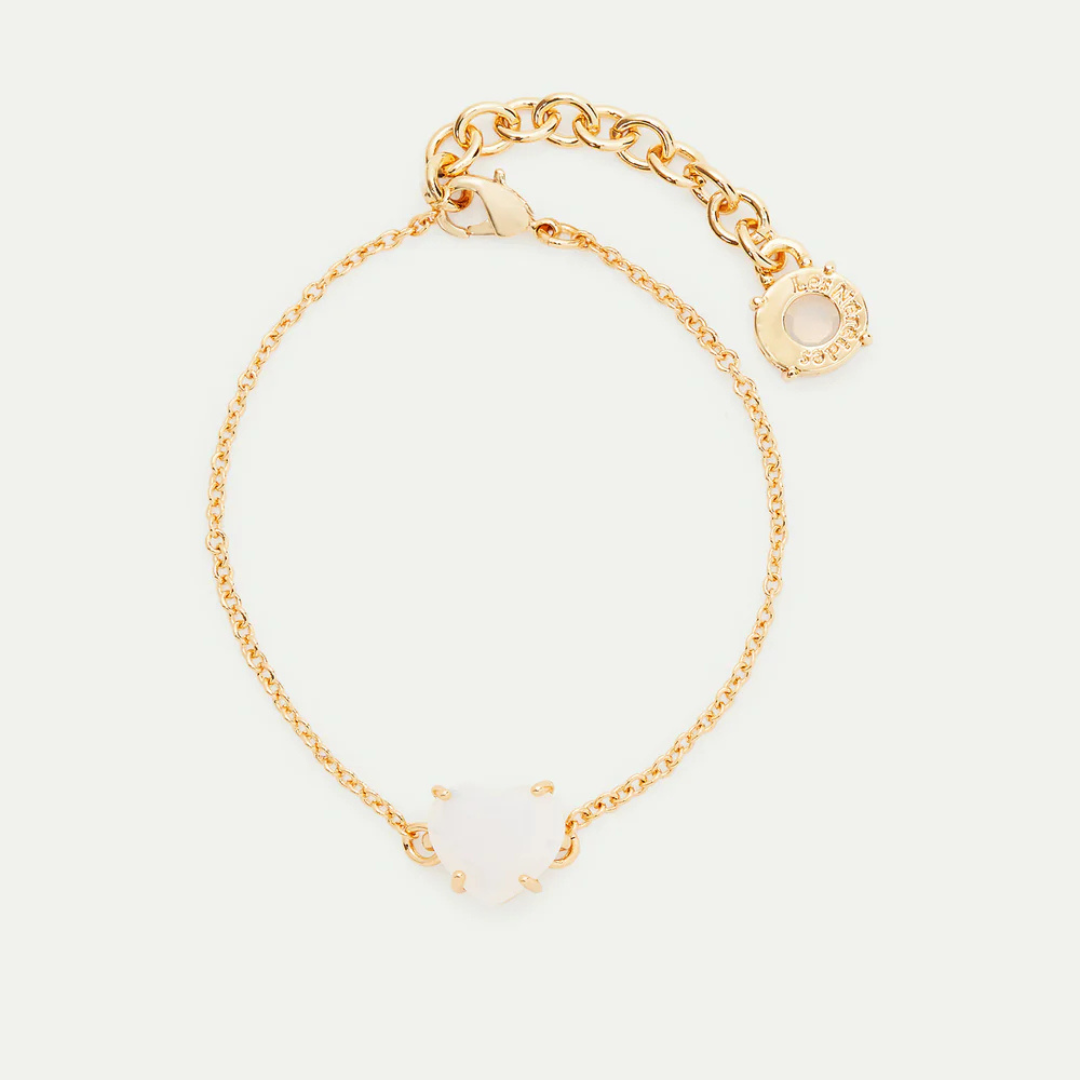 Bracelet coeur blanc Opal, la diamantine, les Nereides, France, argent, plaquée or
