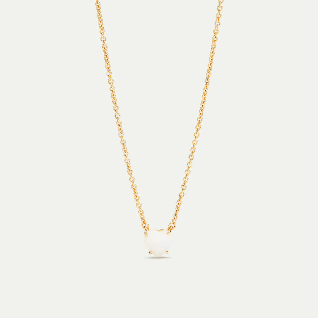 Collier coeur blanc Opal, la diamantine, les Nereides, France, argent ,plaquée or