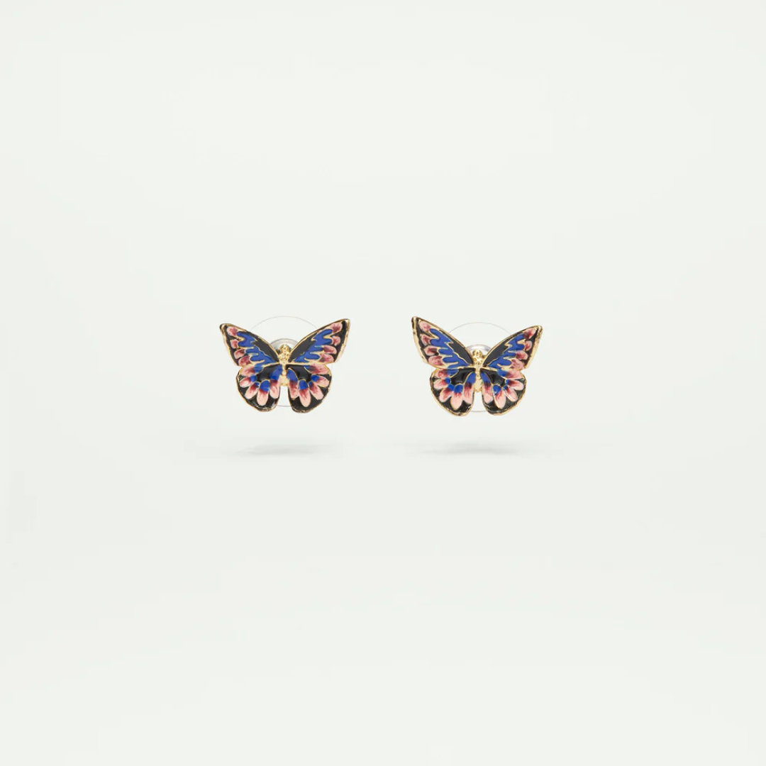 Boucles oreilles papillon, style japonais, hanami, les Nereides, France, argent, plaquée or