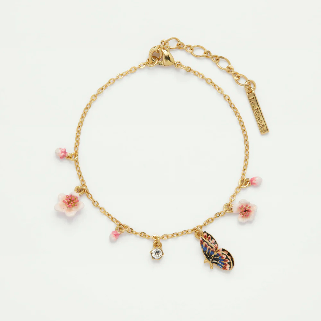 Bracelet papillon, style japonais, hanami, les Nereides, France, argent, plaquée or