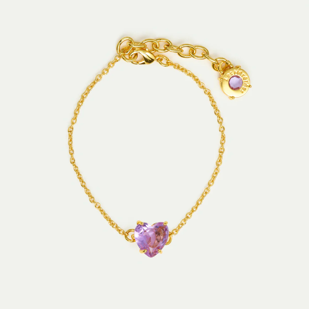 Bracelet, coeur lavande, la diamantine, les Nereides, France, argent, plaquée or, mignon