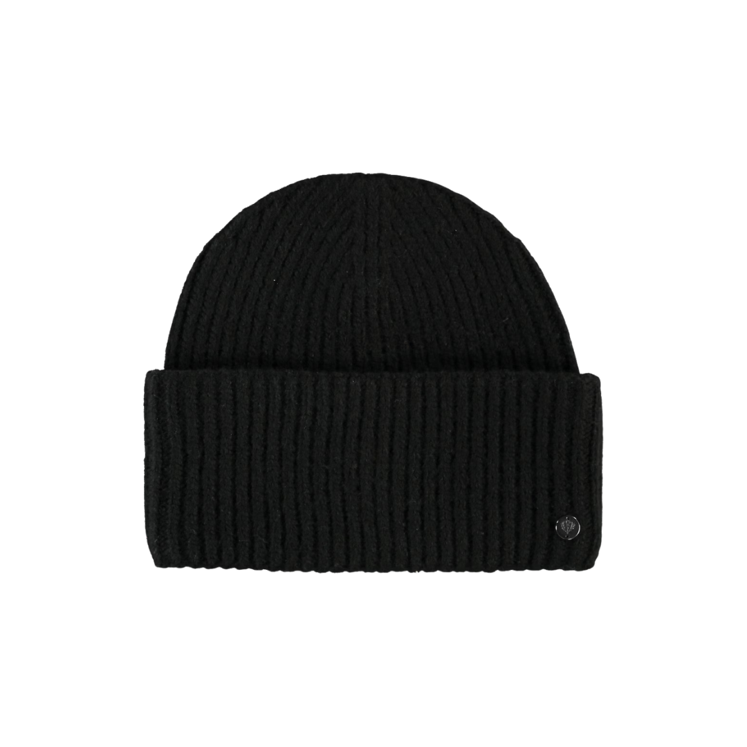Tuque côtelée, laine, polyacrylique, noir, V.Fraas, hiver, tendance, mode